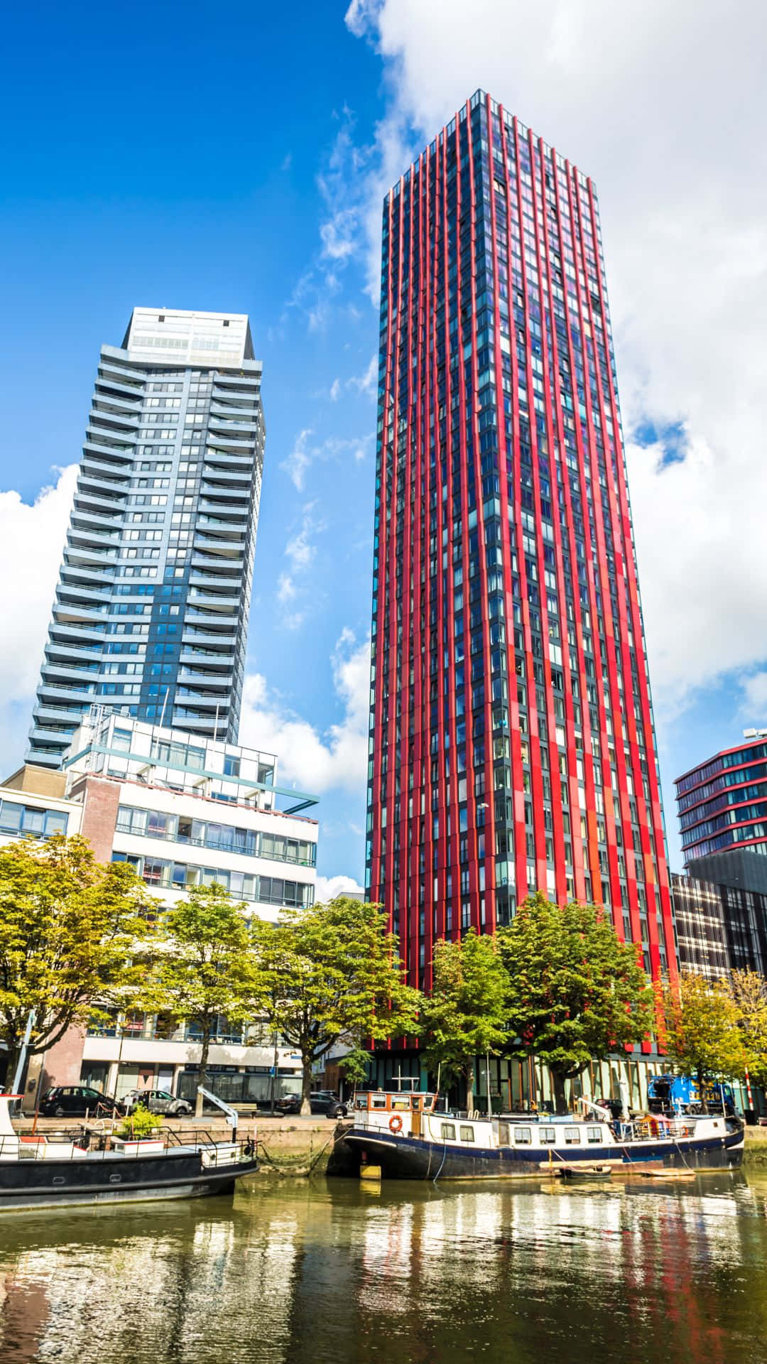 Rotterdam, modern architecture, red and glass skyscrapers, Full HD Phone Wallpaper