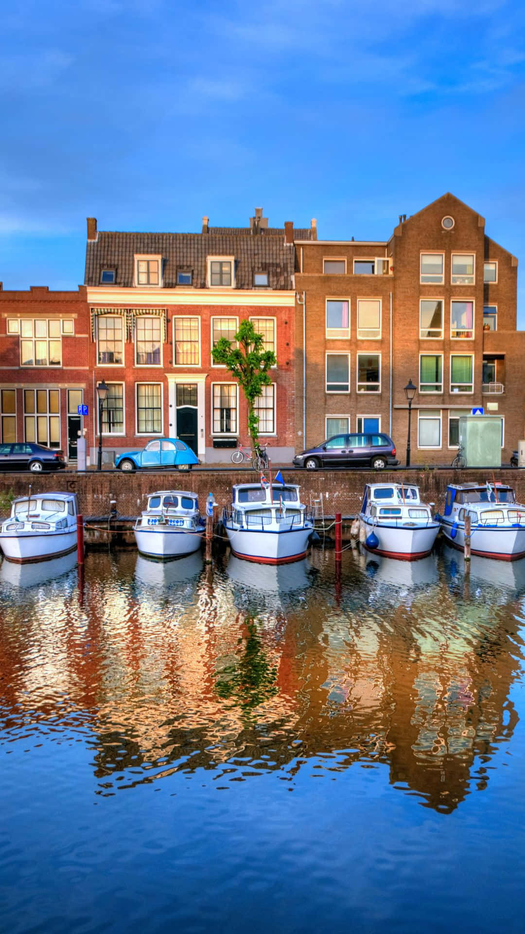 Rotterdam, canal houses, boats, Full HD Phone Wallpaper