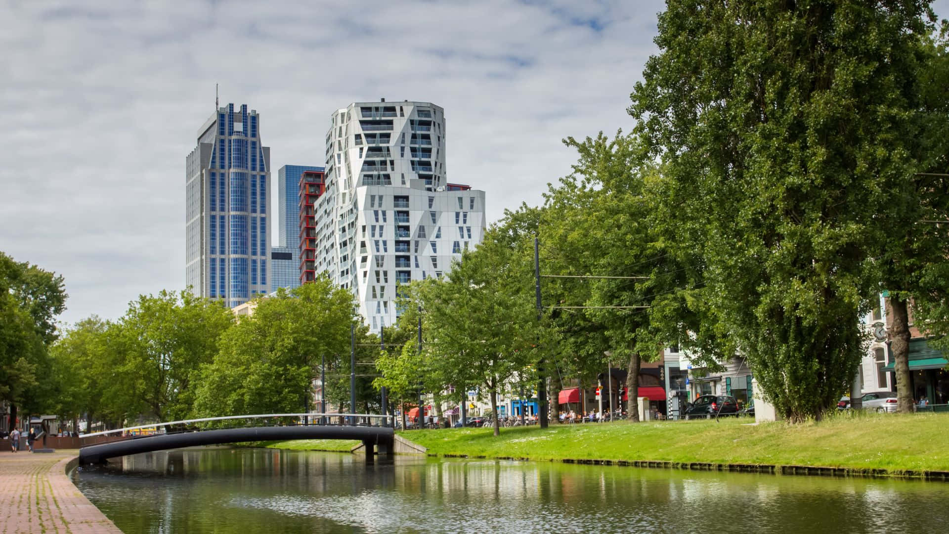 Rotterdam, canal, urban architecture, Full HD Desktop Wallpaper