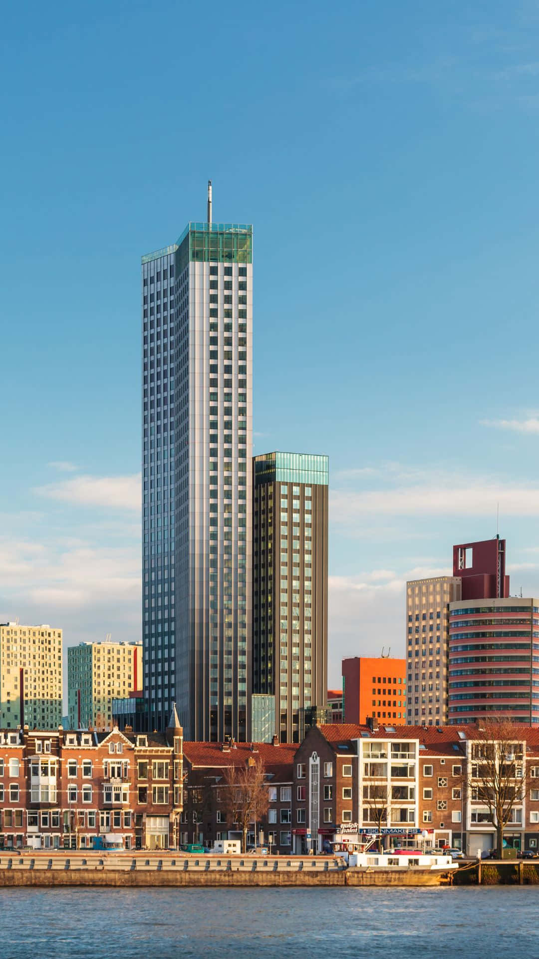 Rotterdam skyline, tall building, modern skyscrapers, Full HD Phone Wallpaper