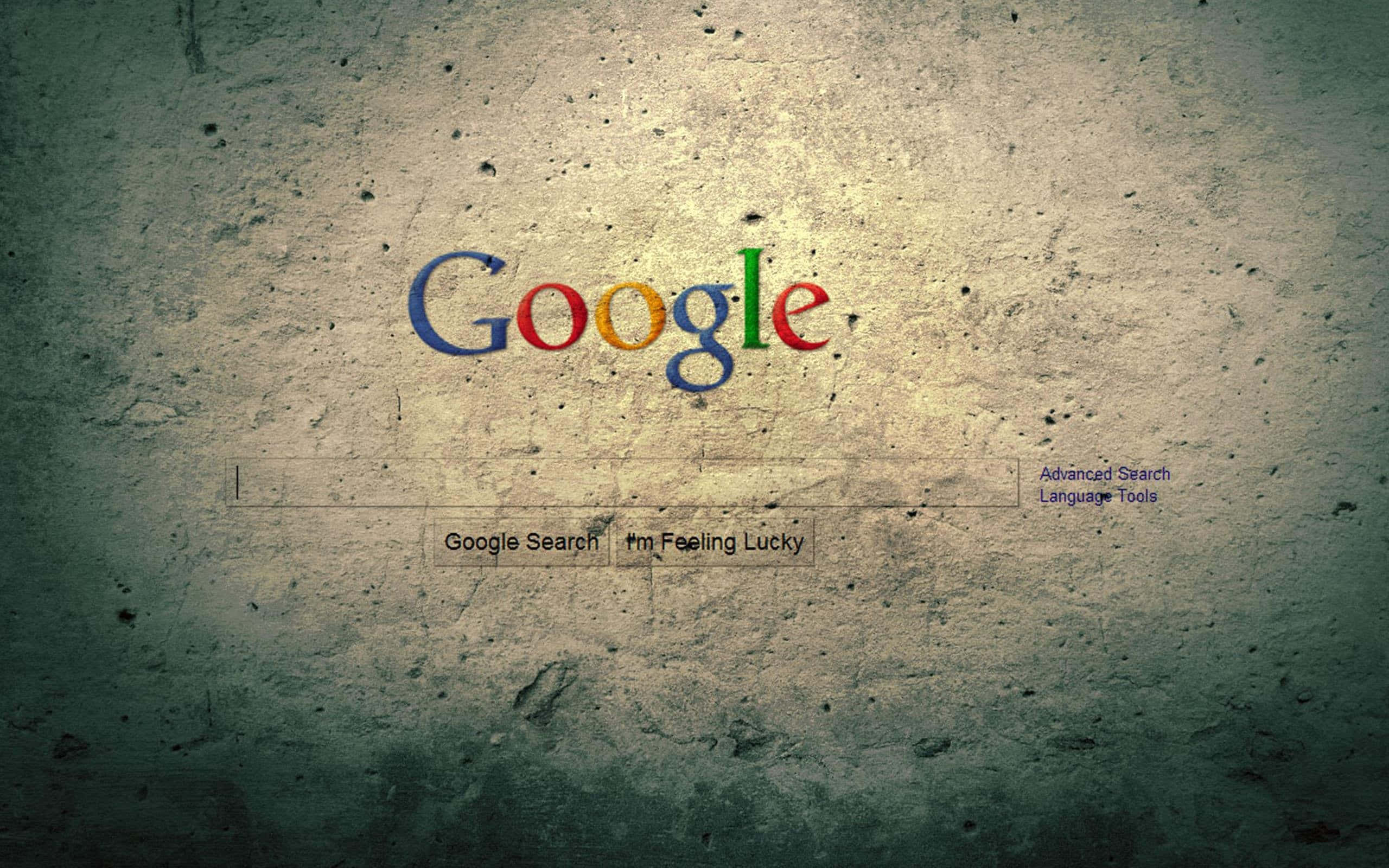 Google search homepage, weathered concrete wall, gritty texture, 2K Desktop Wallpaper