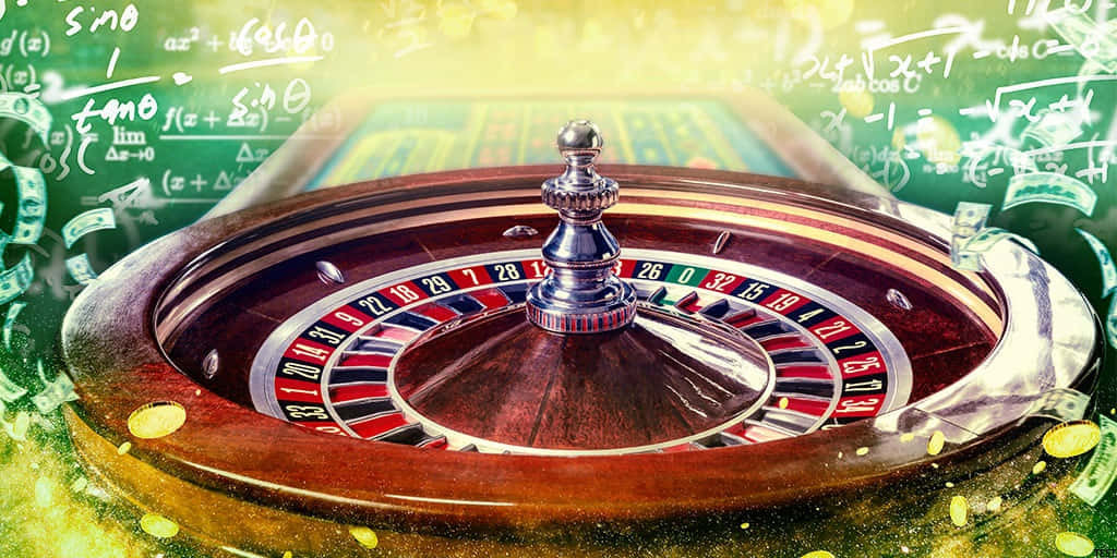 roulette wheel, floating money, mathematical equations, SD Desktop Wallpaper