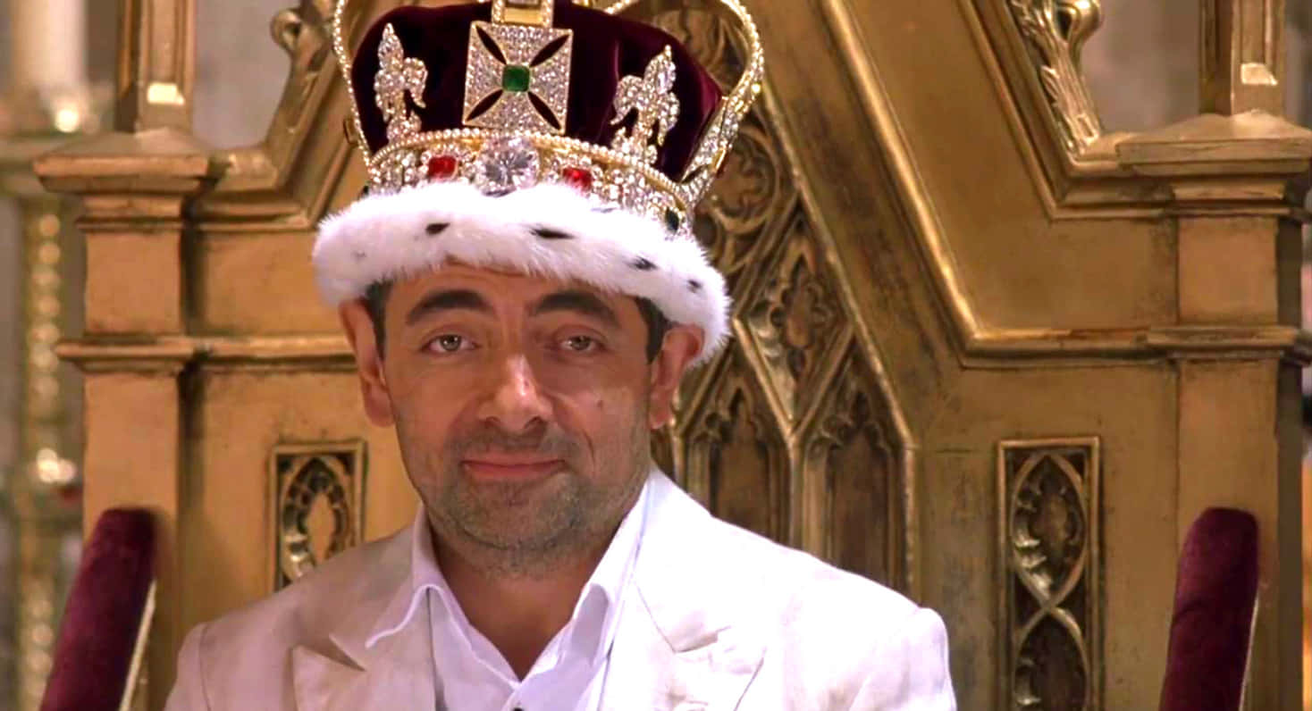 Rowan Atkinson, golden throne, jeweled crown, HD Desktop Wallpaper