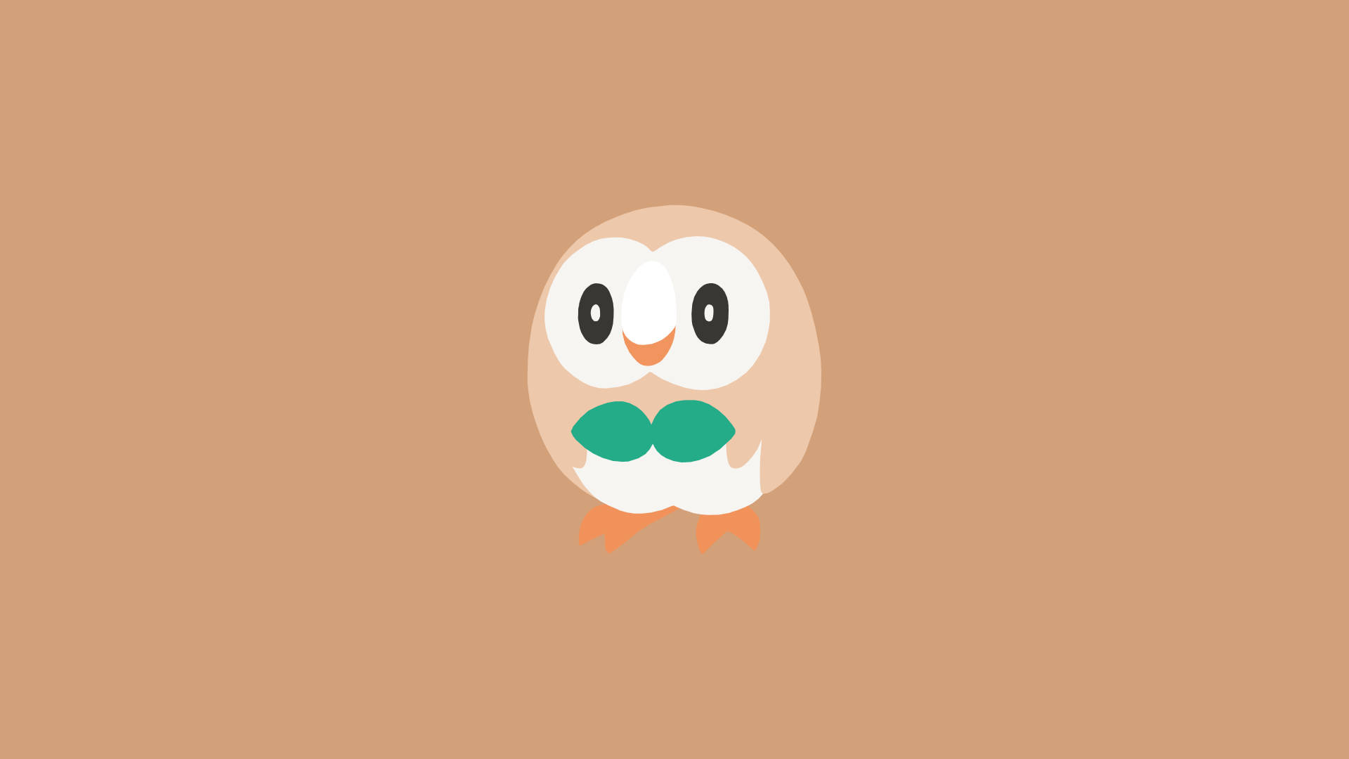 Rowlet, green mustache, orange feet, Full HD Desktop Wallpaper