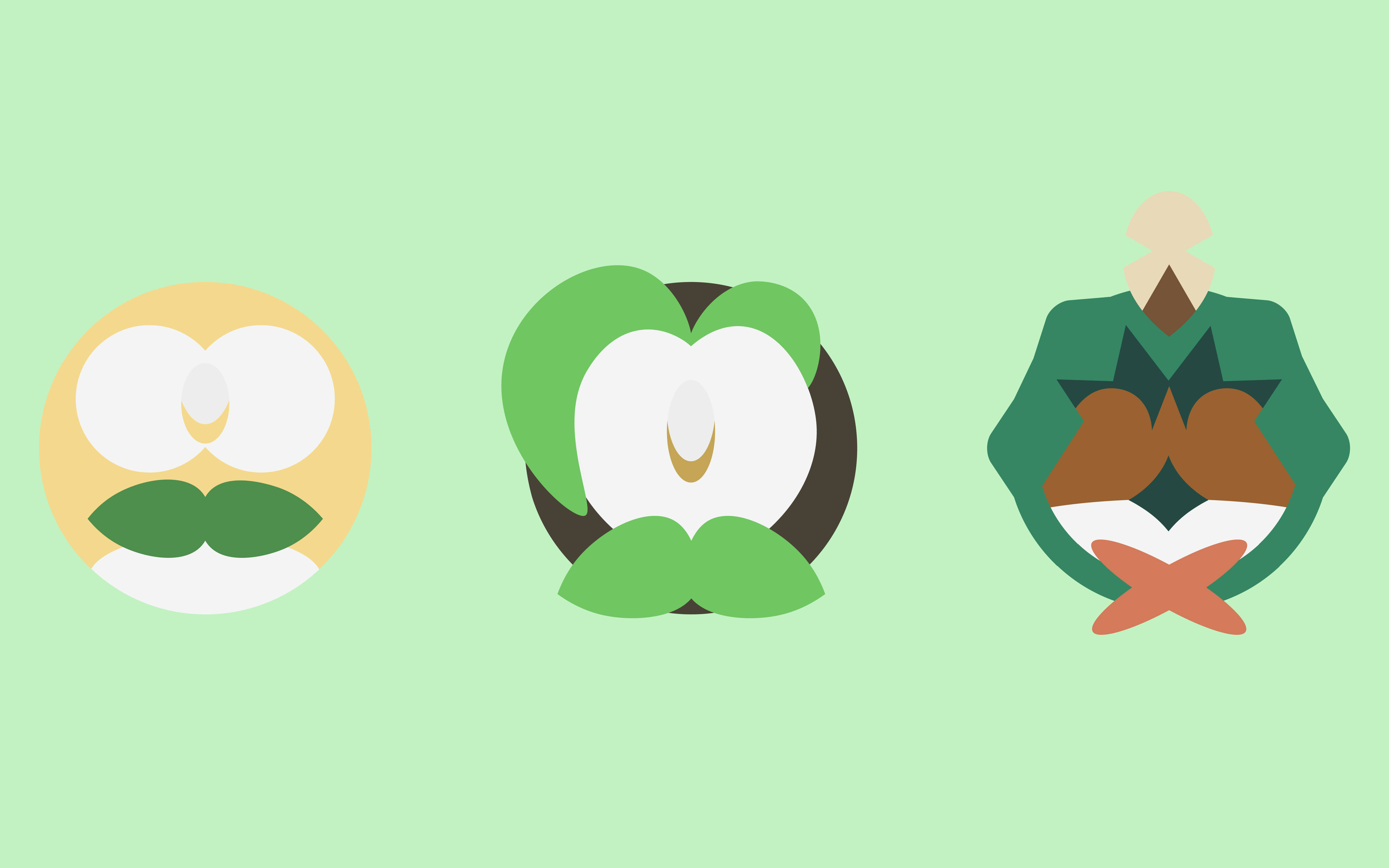 Rowlet, evolution line, eyeless, 5K Desktop Wallpaper