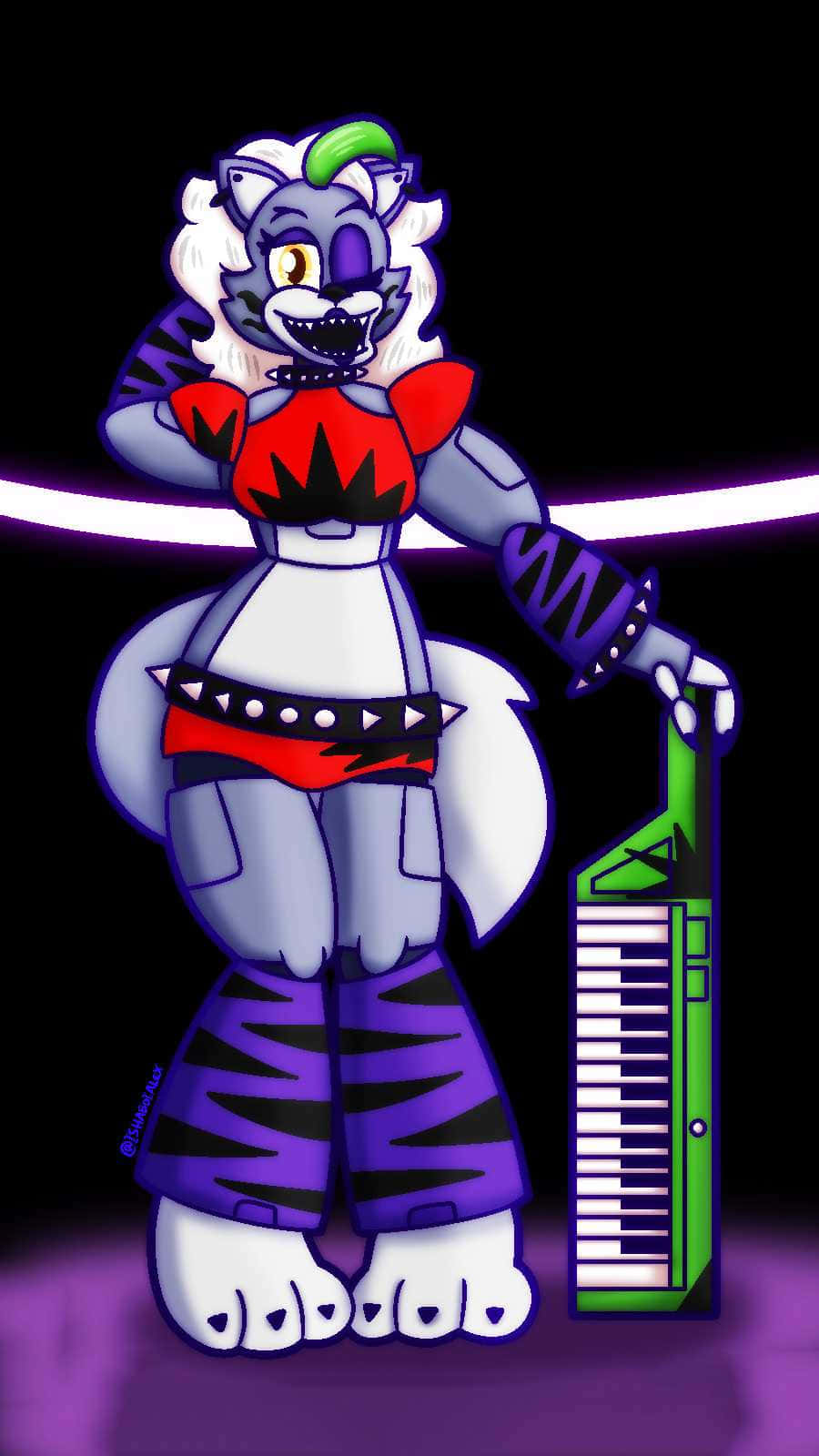 Roxanne Wolf, purple and white fur, red accents, HD Phone Wallpaper