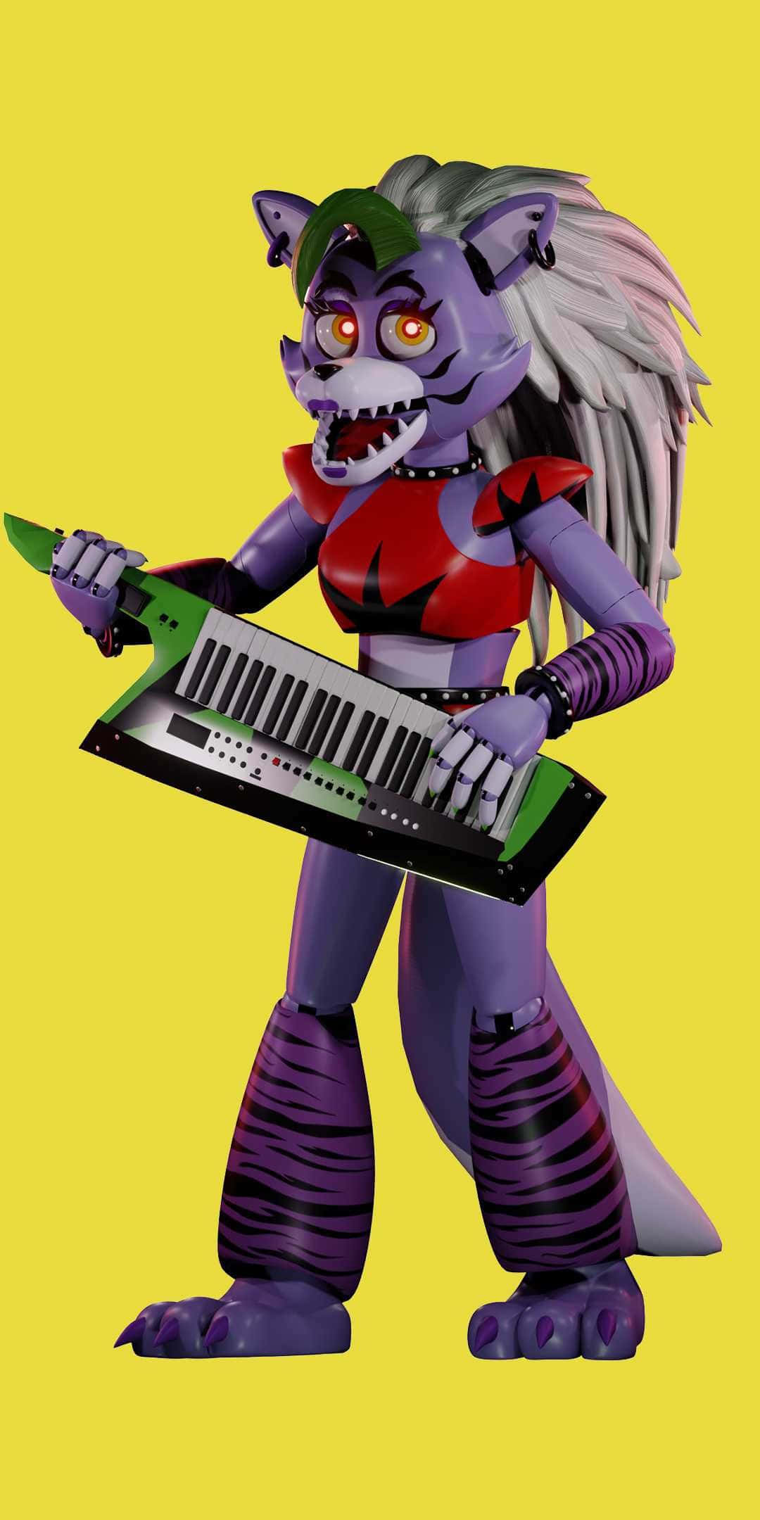 Roxanne Wolf, purple feline animatronic, white hair, Full HD Phone Wallpaper
