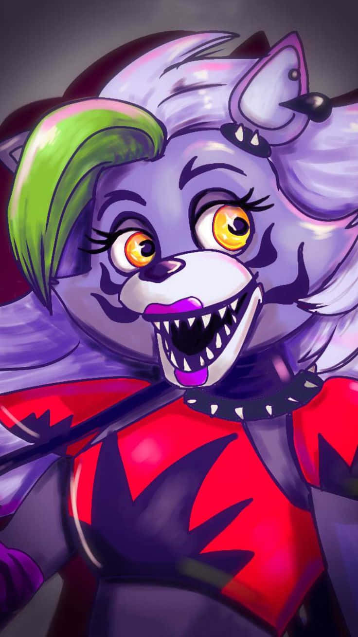 Roxanne Wolf, purple anthropomorphic fox, green hair, HD Phone Wallpaper
