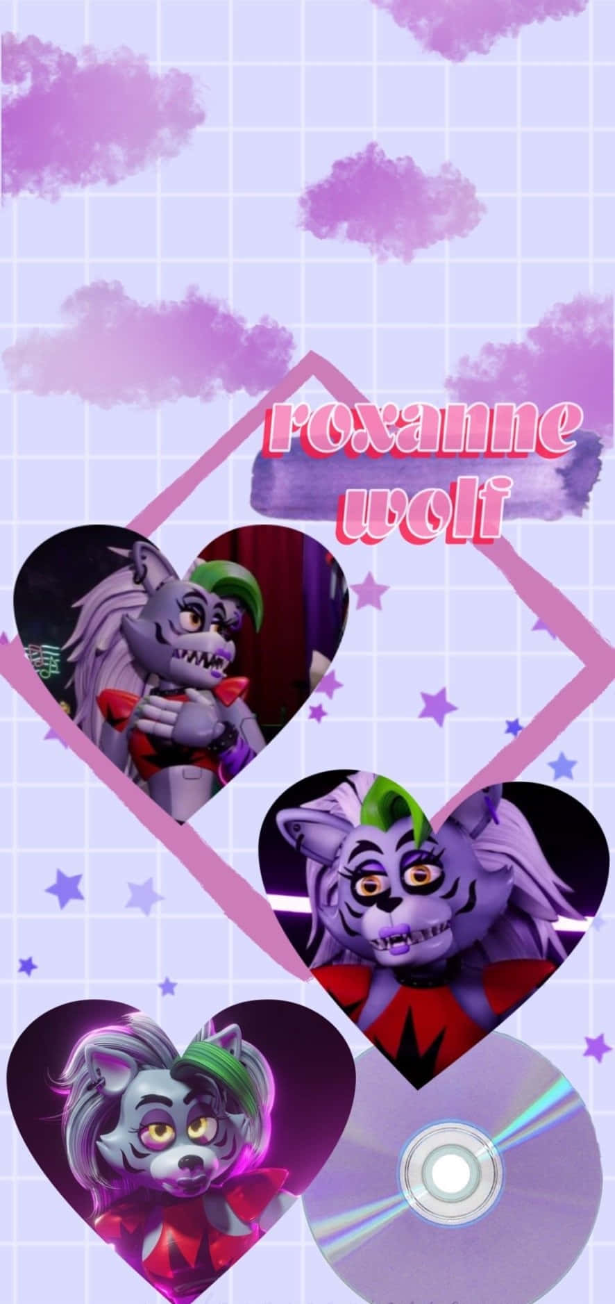 Roxanne Wolf, purple wolf character, green hair, HD Phone Wallpaper