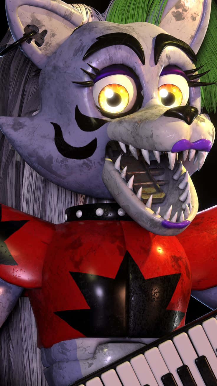 Roxanne Wolf, purple animatronic fox, glowing yellow eyes, HD Phone Wallpaper