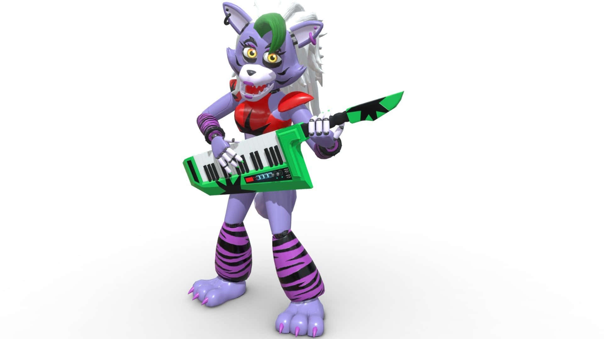 Roxanne Wolf, purple animated fox, green mohawk, Full HD Desktop Wallpaper
