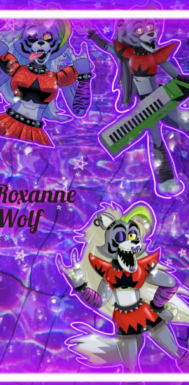 Roxanne Wolf, purple, cosmic background, HD Phone Wallpaper