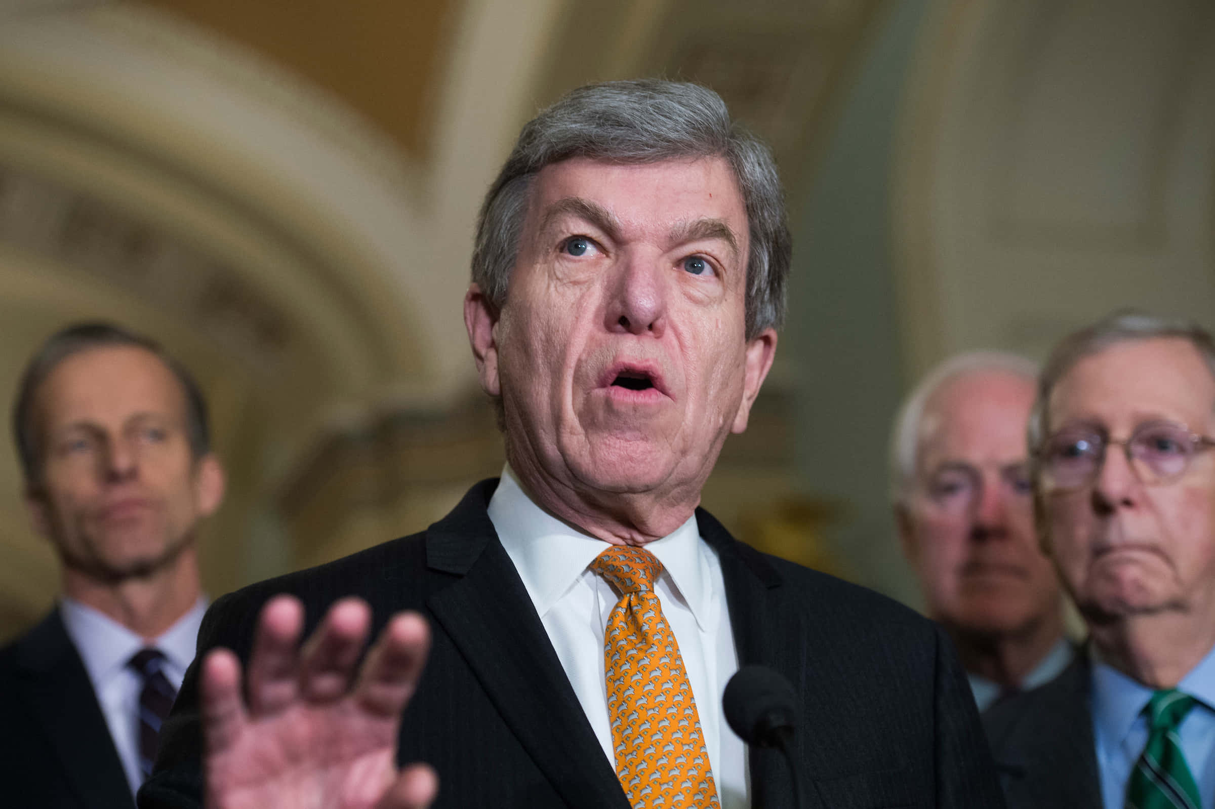 Roy Blunt, suit, orange tie, Full HD Desktop Wallpaper