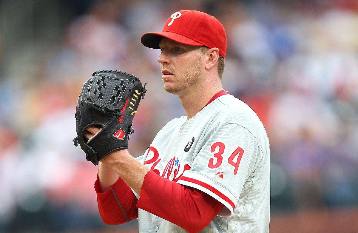 Roy Halladay, number 34, red cap, SD Desktop Wallpaper