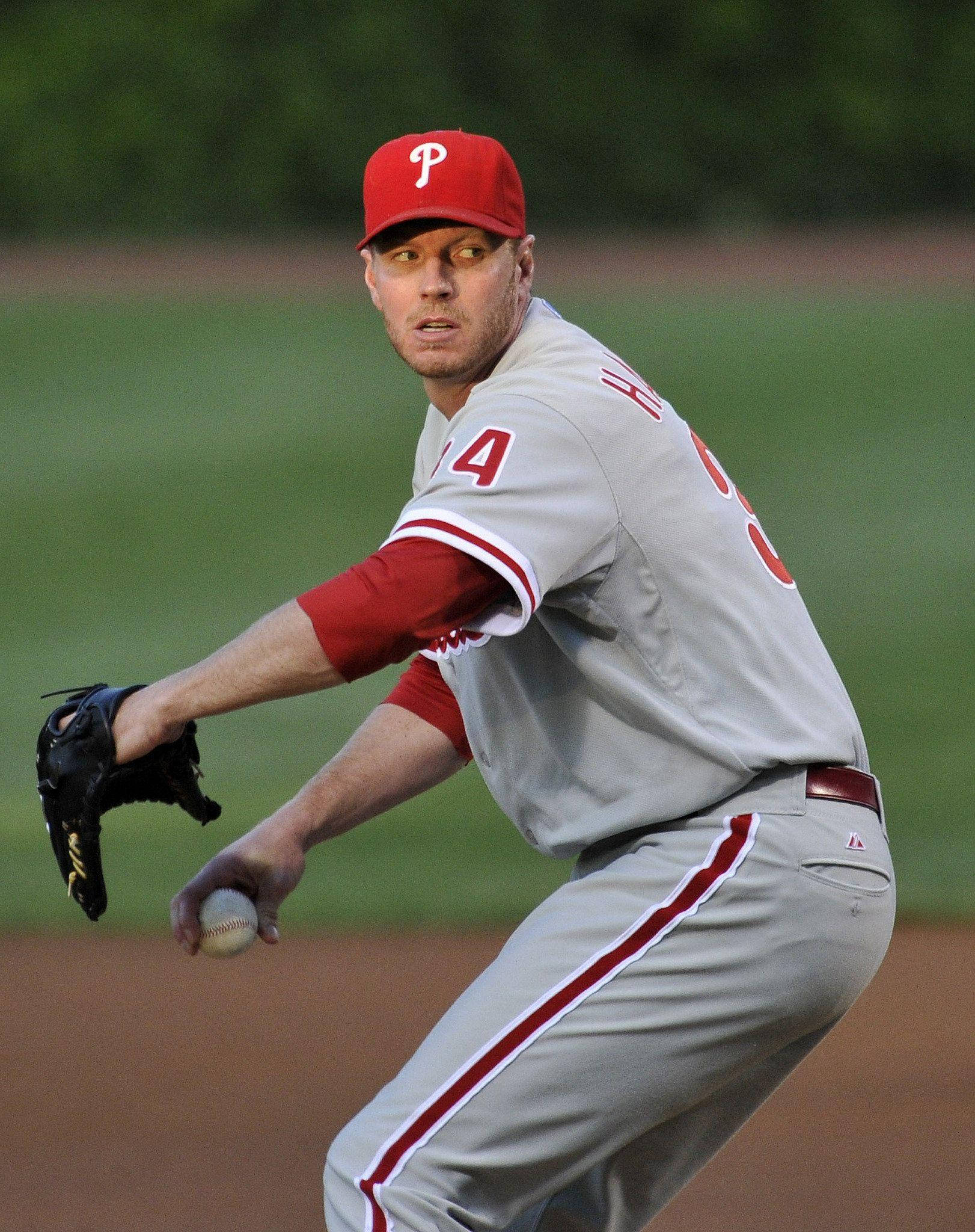 Roy Halladay, red cap, gray uniform, Full HD Phone Wallpaper
