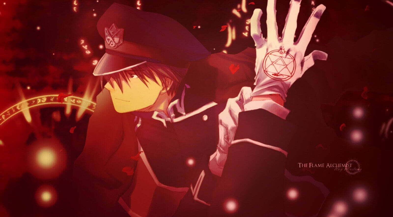 Roy Mustang, dark uniform, glowing hand, HD Desktop Wallpaper