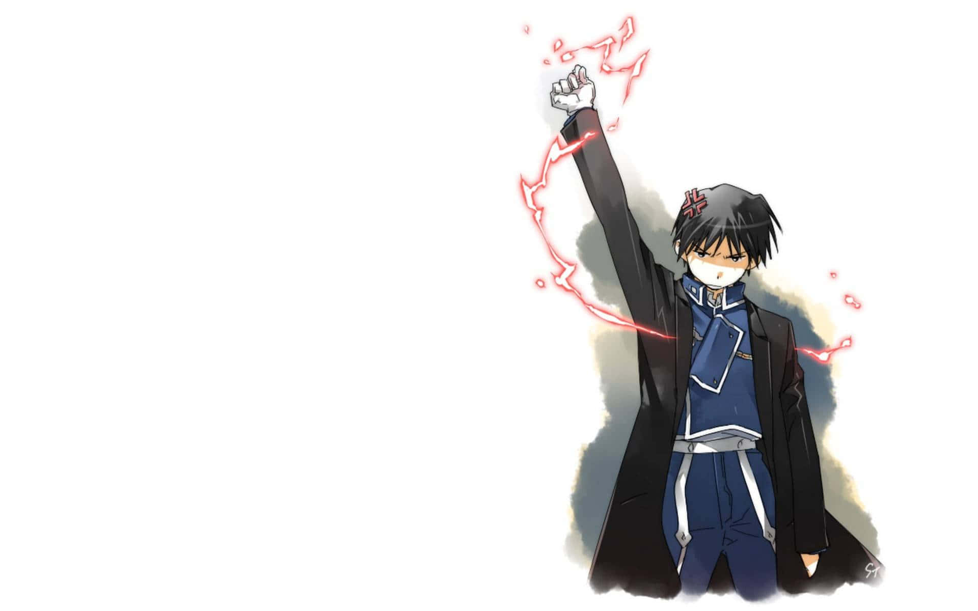 Roy Mustang, blue uniform, black coat, Full HD Desktop Wallpaper