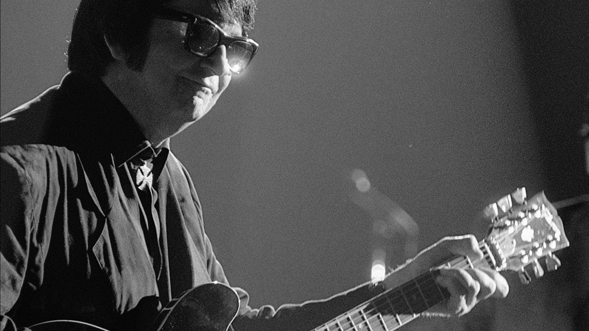 Roy Orbison, black and white, electric guitar, Full HD Desktop Wallpaper