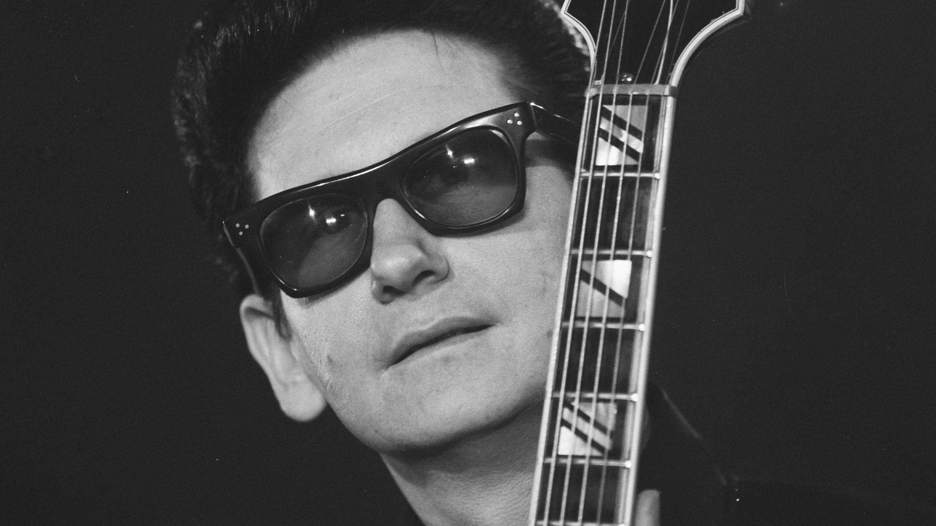 Roy Orbison, black and white portrait, dark sunglasses, Full HD Desktop Wallpaper