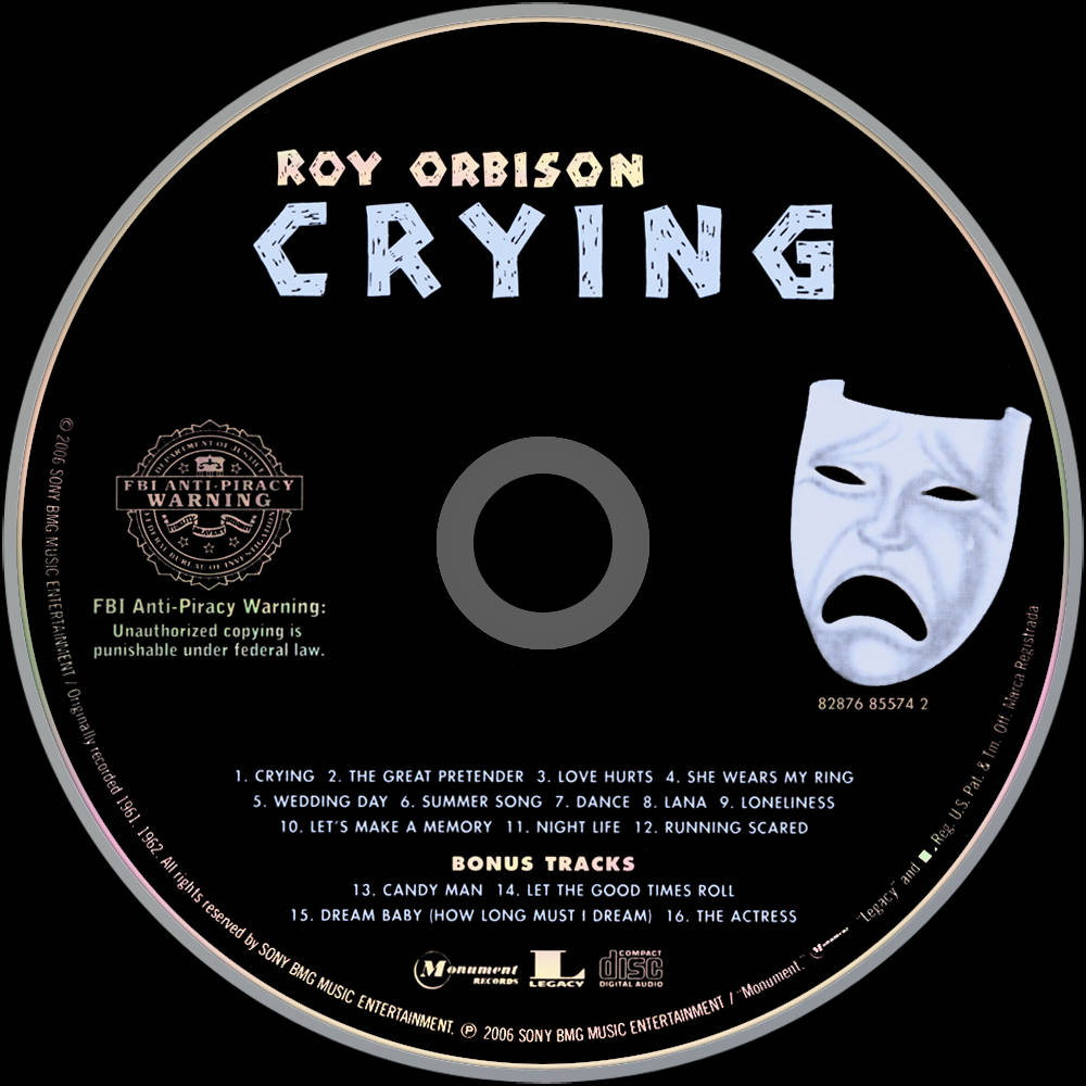 Roy Orbison, Crying, black music CD label, SD Desktop Wallpaper