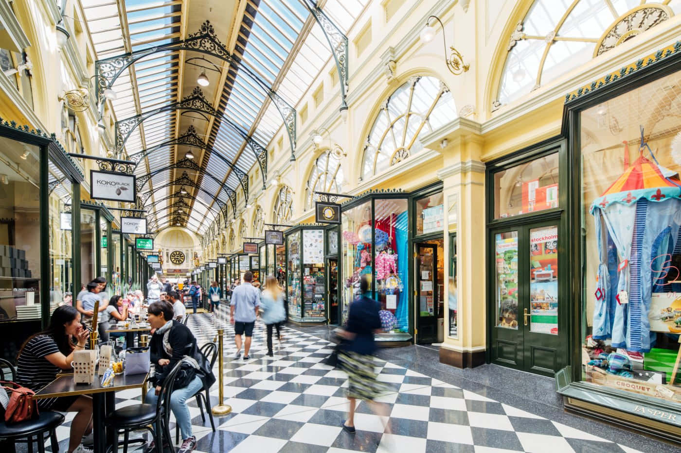 Royal Arcade Melbourne, black and white checkered floors, arched glass ceilings, HD Desktop Wallpaper
