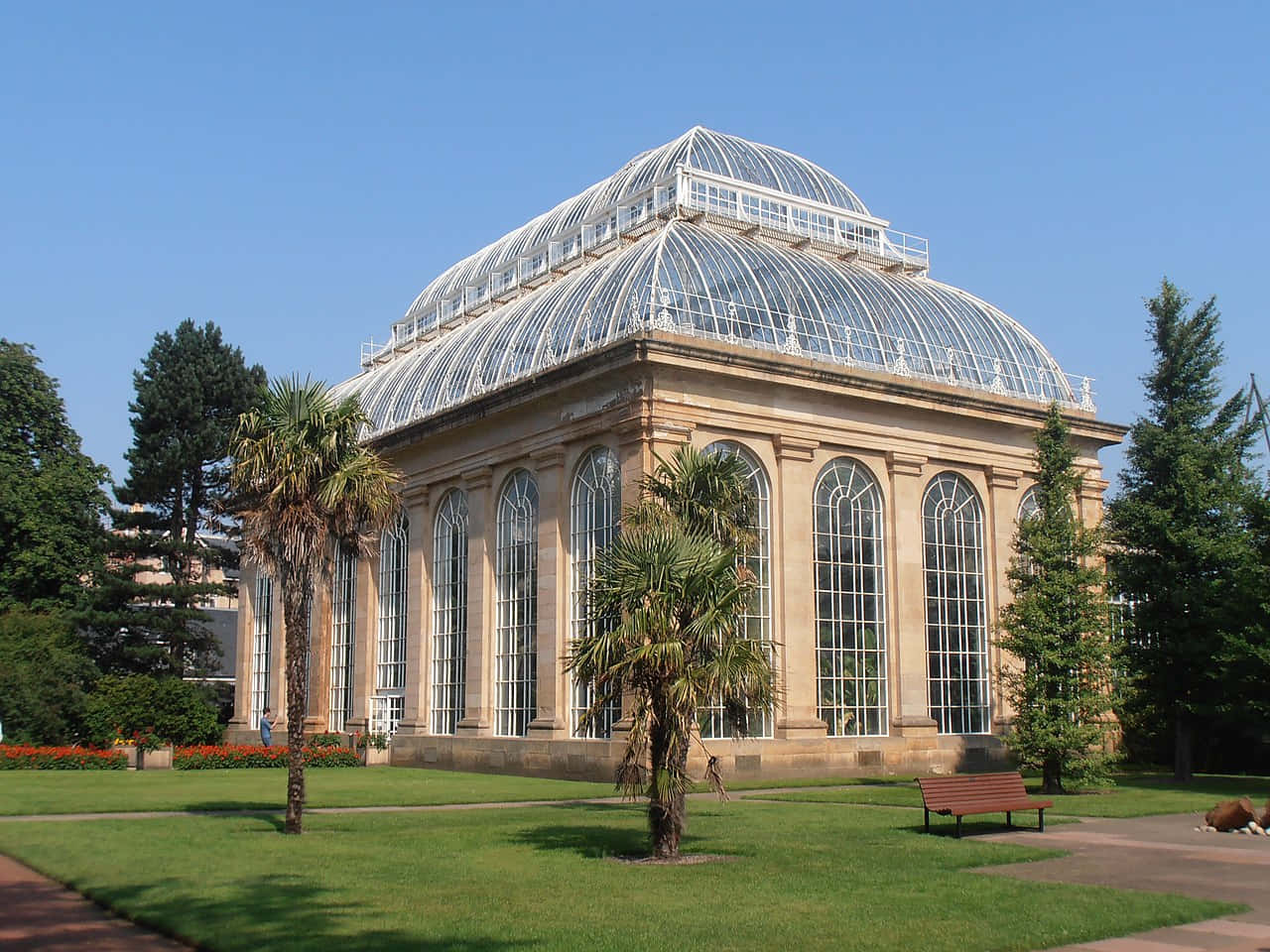Royal Botanic Garden Edinburgh, glasshouse, glass-domed conservatory, HD Desktop Wallpaper