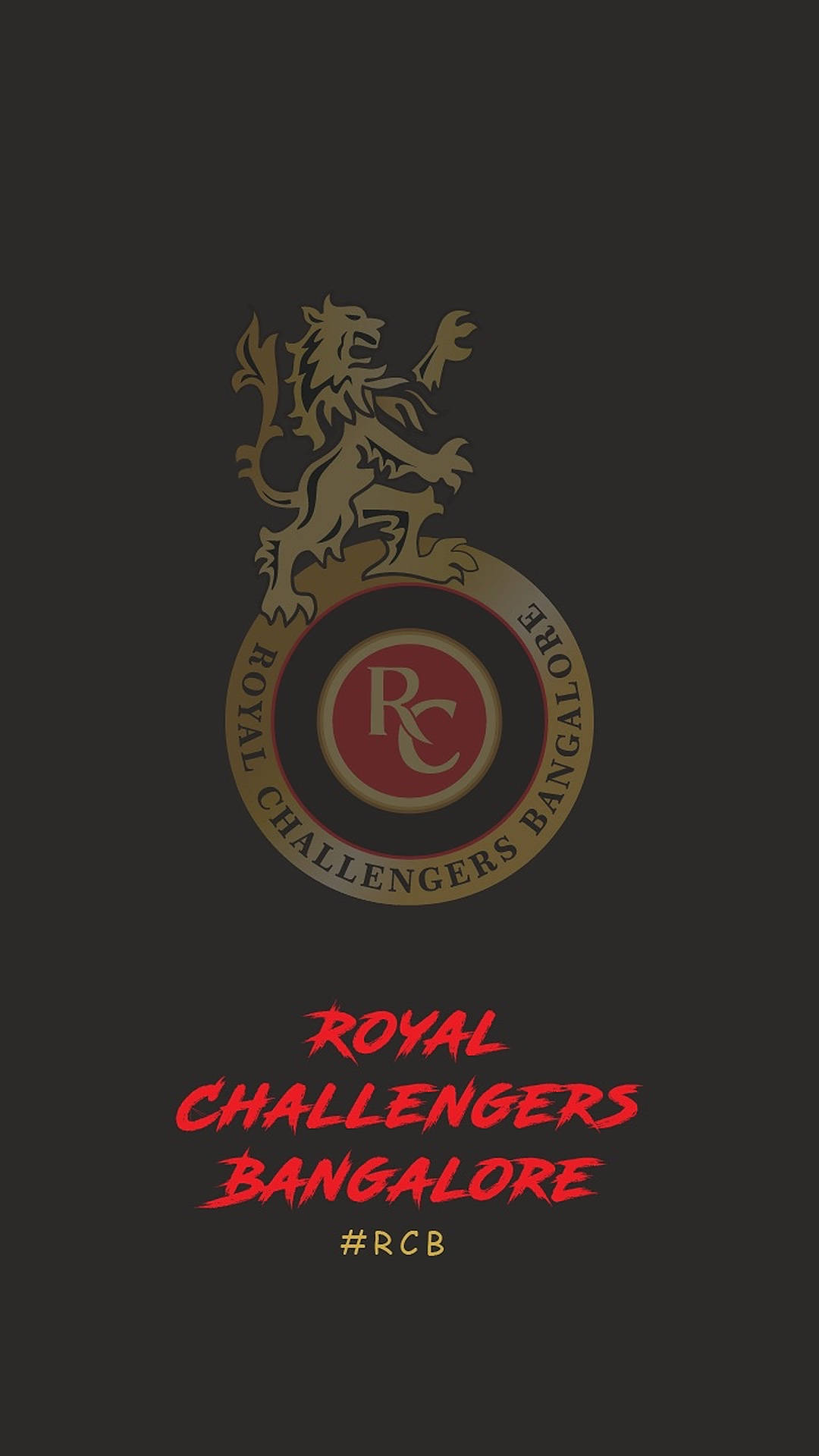 Royal Challengers Bangalore, golden lion crest, red text, Full HD Phone Wallpaper