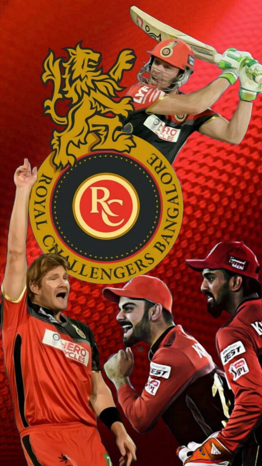 Royal Challengers Bangalore logo, red uniforms, red textured background, HD Phone Wallpaper