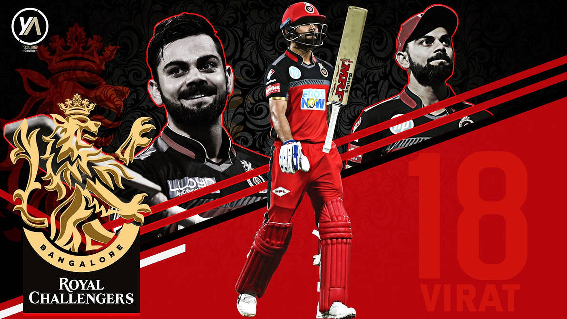 Royal Challengers Bangalore, player 18, red gear, Full HD Desktop Wallpaper