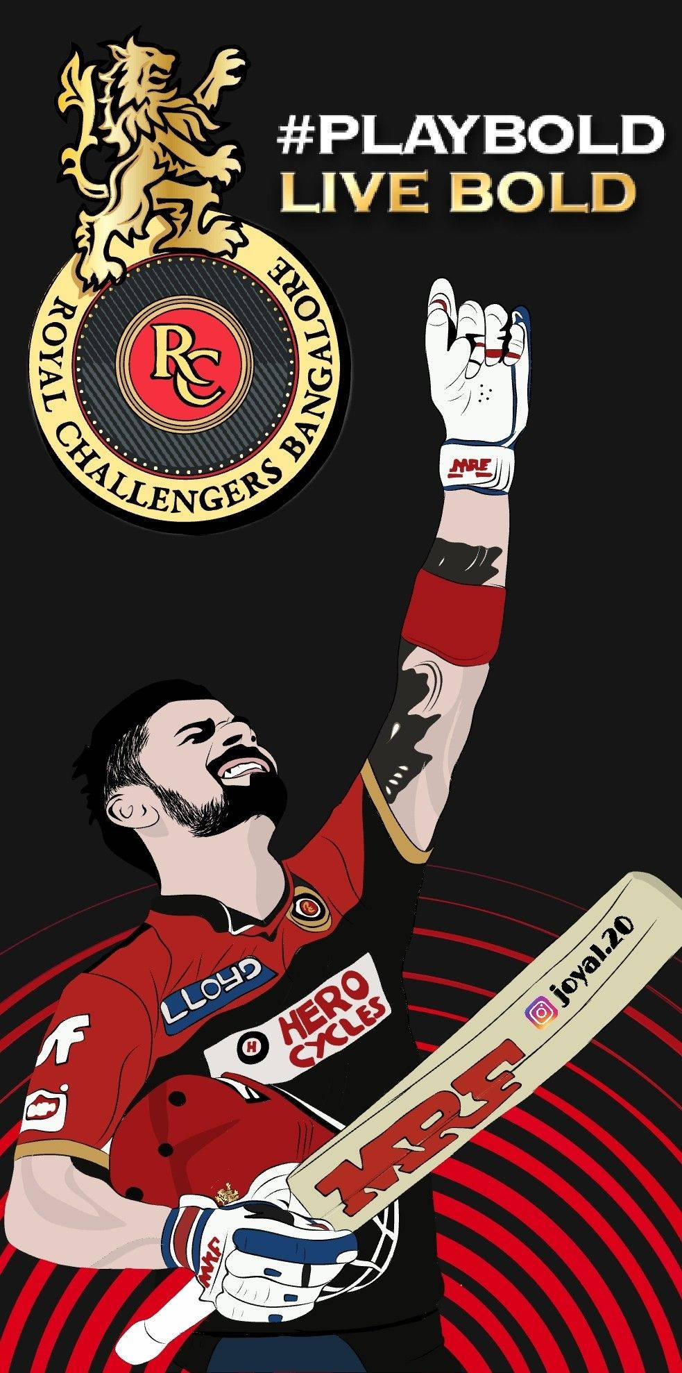 Royal Challengers Bangalore, red jersey, bat, Full HD Phone Wallpaper