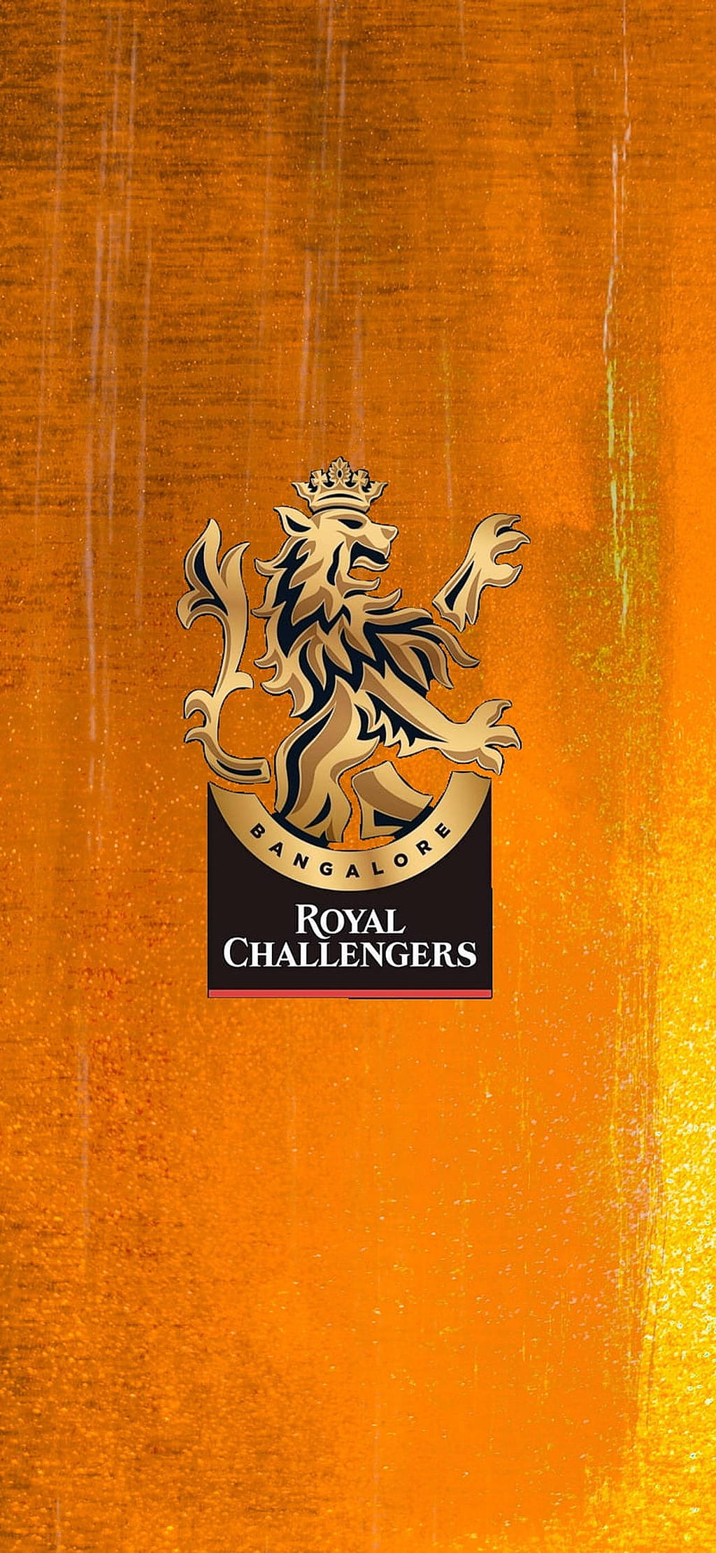 Royal Challengers Bangalore, golden crowned lion logo, orange gradient background, Full HD Phone Wallpaper