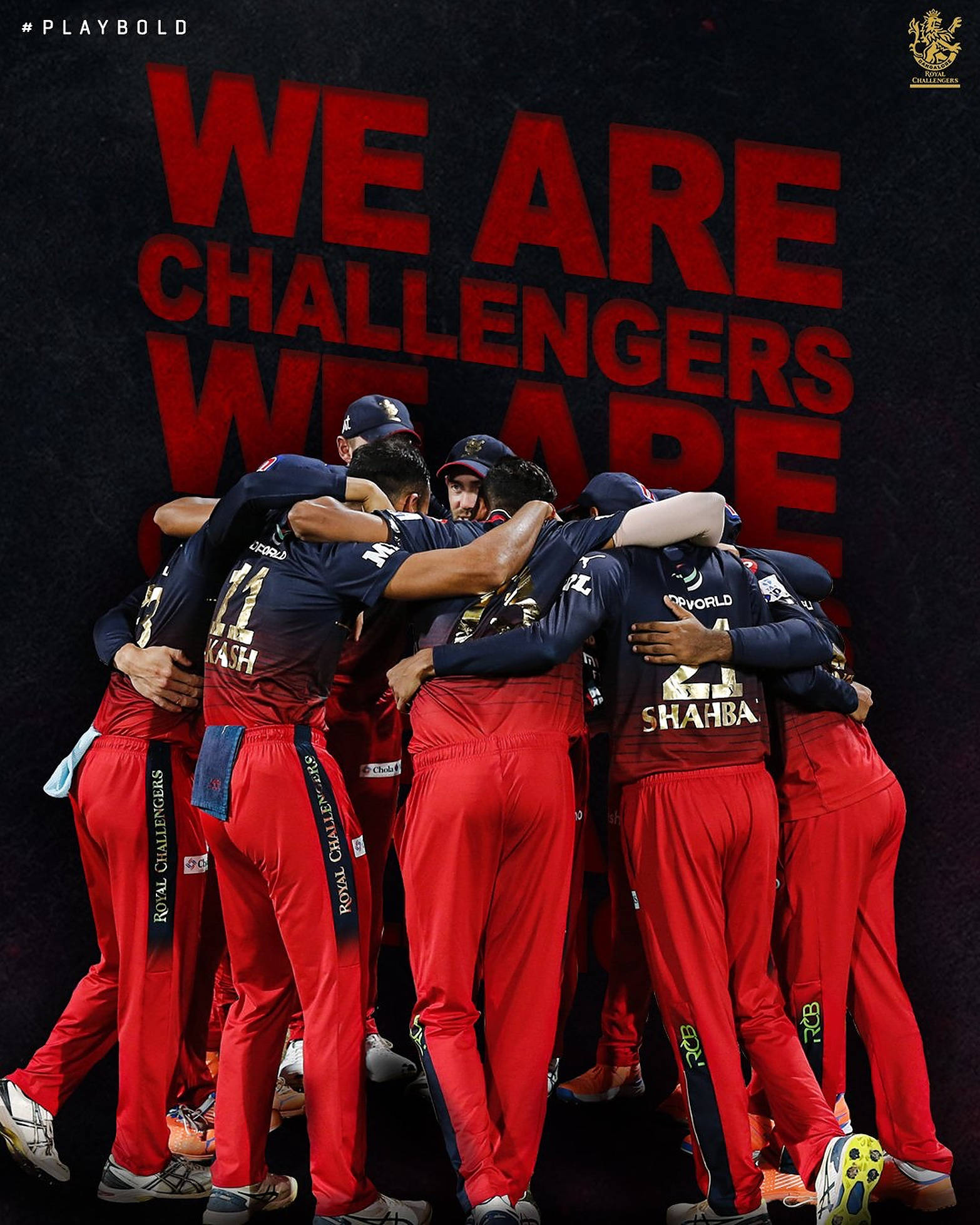 Royal Challengers Bangalore, red and navy uniforms, black background, Full HD Phone Wallpaper