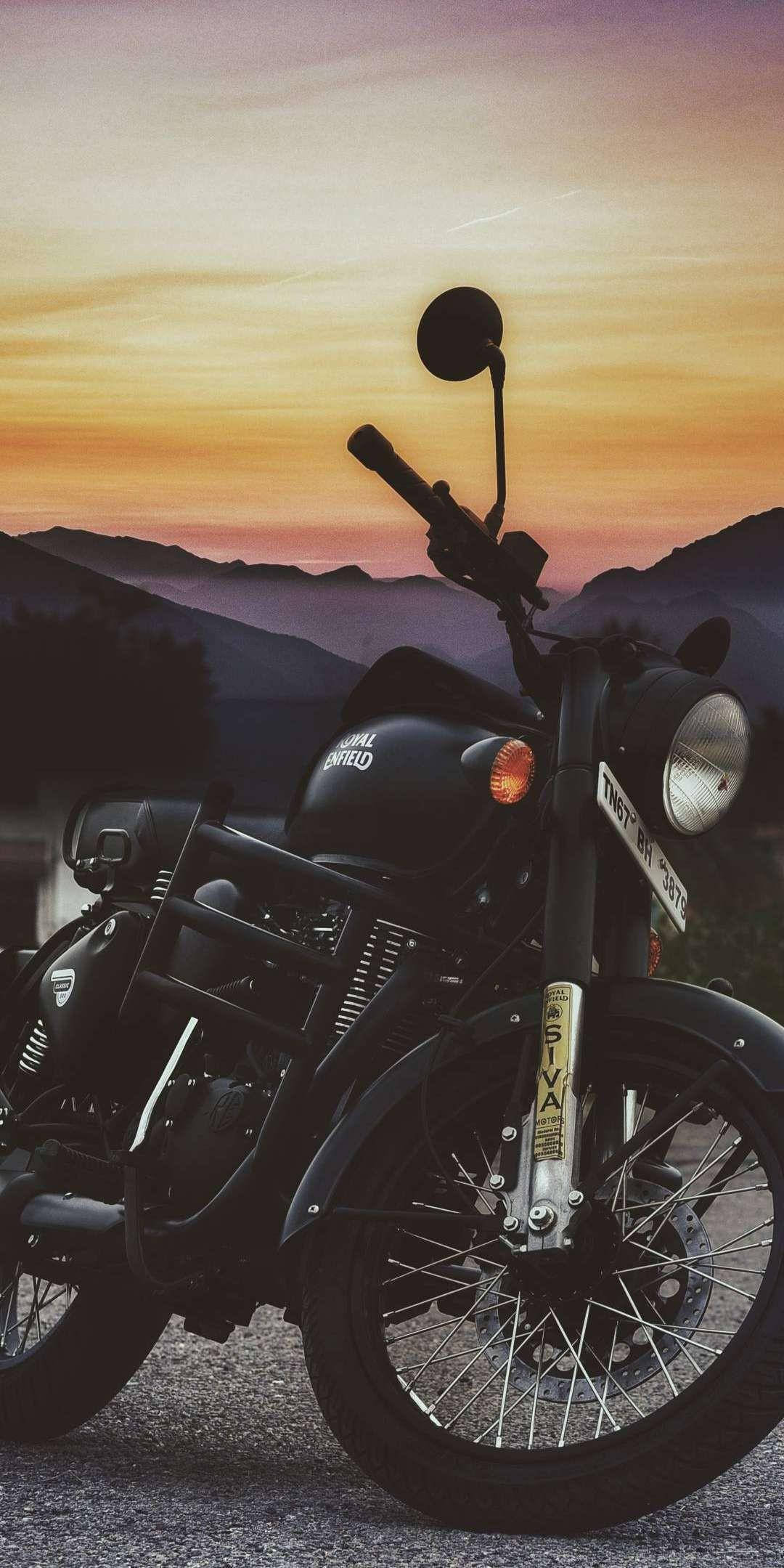 Royal Enfield HD, sunset, black, Full HD Phone Wallpaper