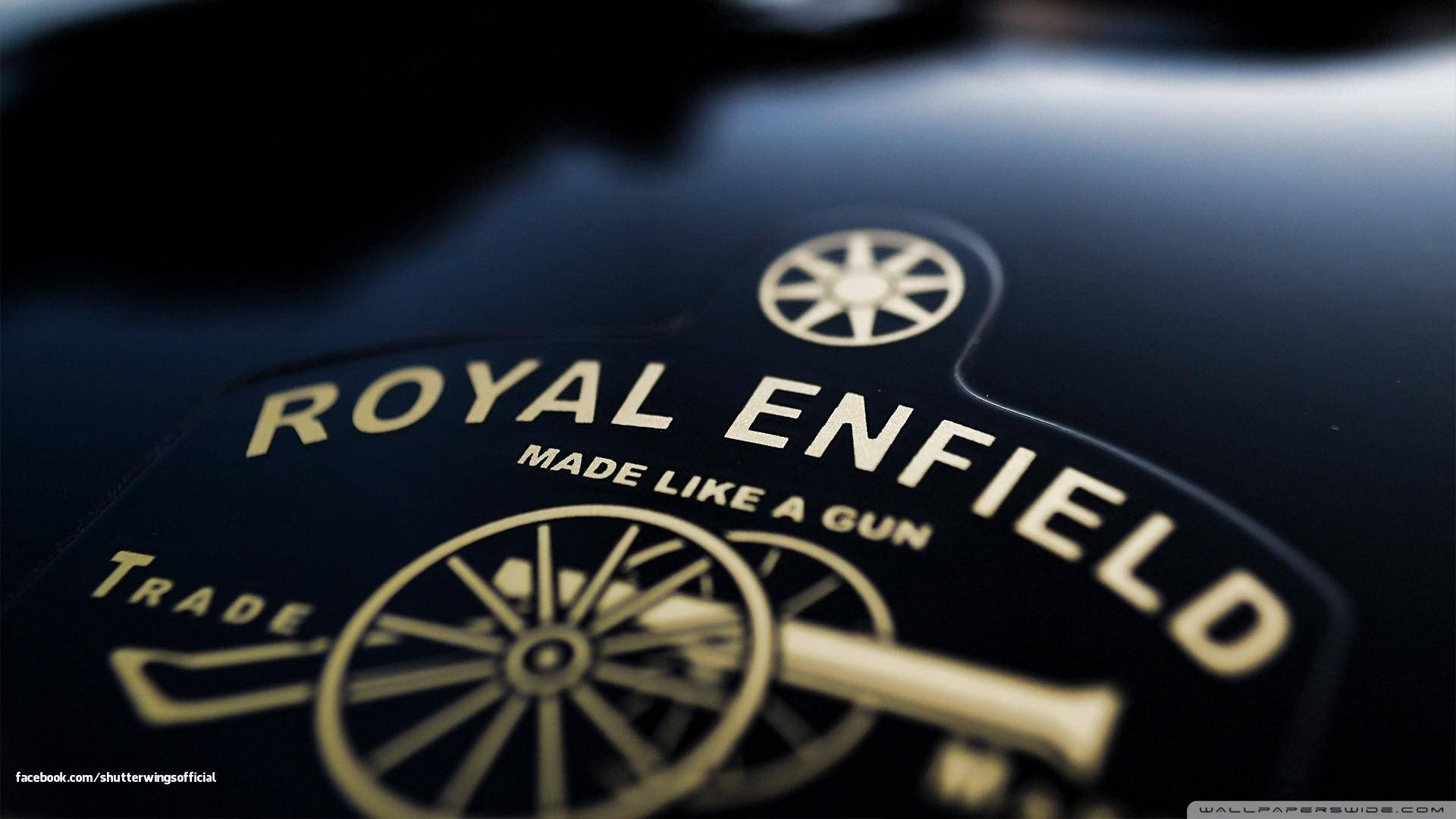 Royal Enfield HD, gold lettering, cannon emblem, Full HD Desktop Wallpaper
