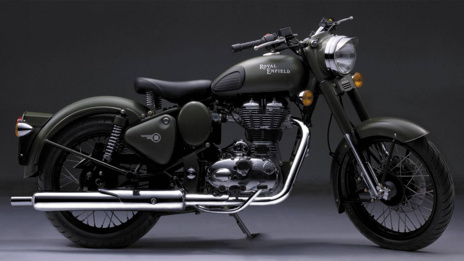 Royal Enfield HD, matte green, chrome accents, Full HD Desktop Wallpaper