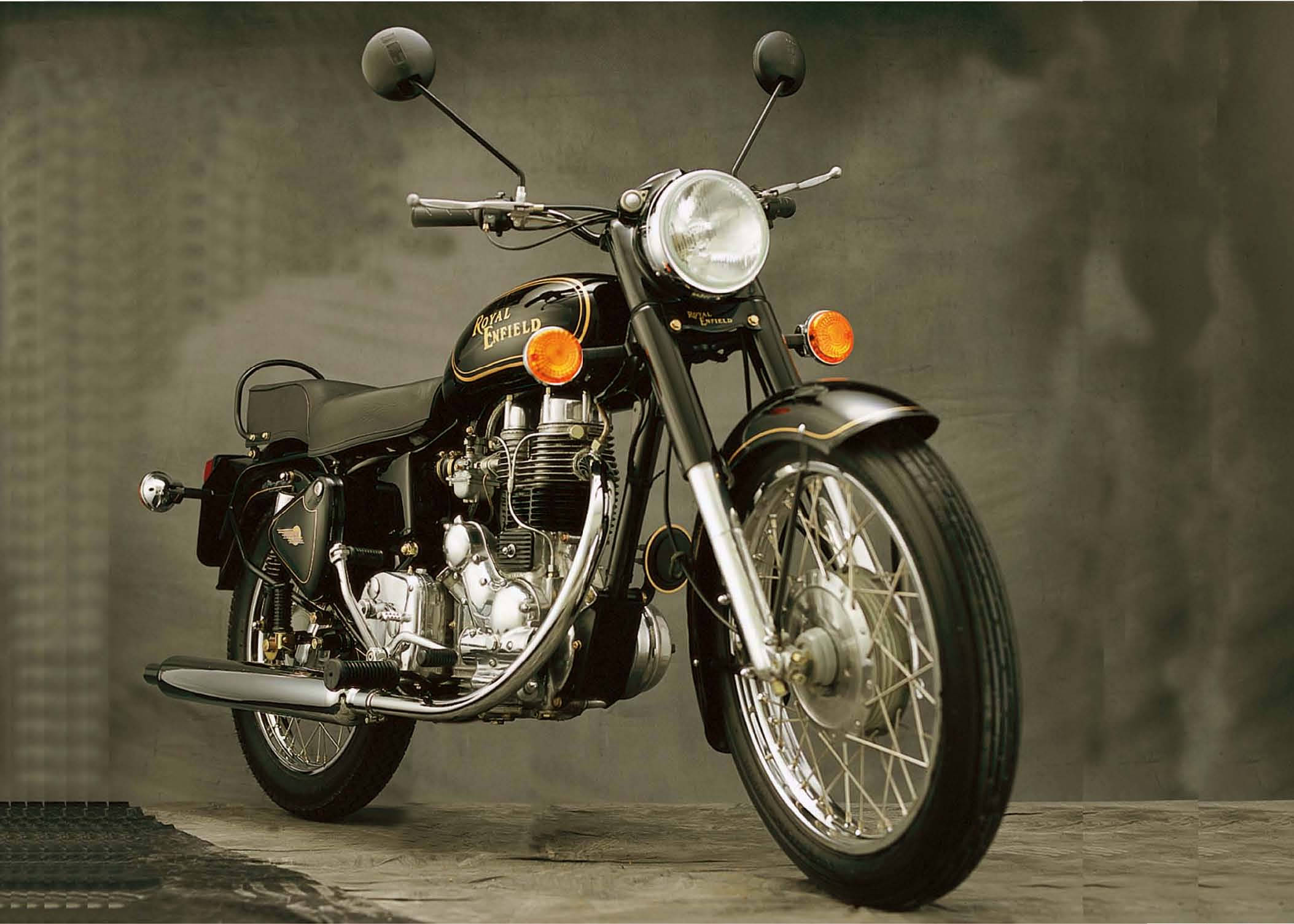 Royal Enfield HD, chrome accents, orange turn signals, Full HD Desktop Wallpaper