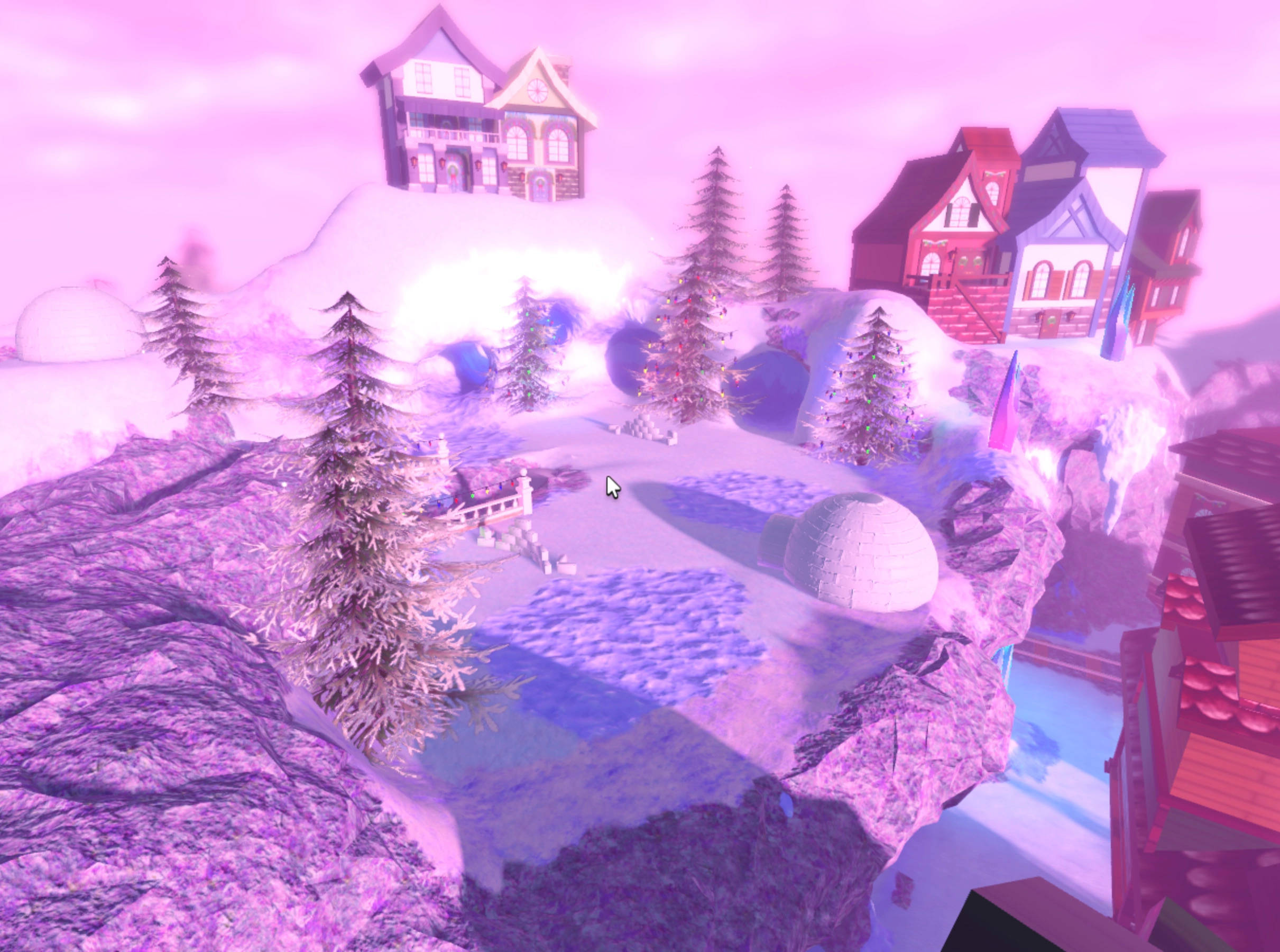 Royale High, igloo area, pink light, Full HD Desktop Wallpaper