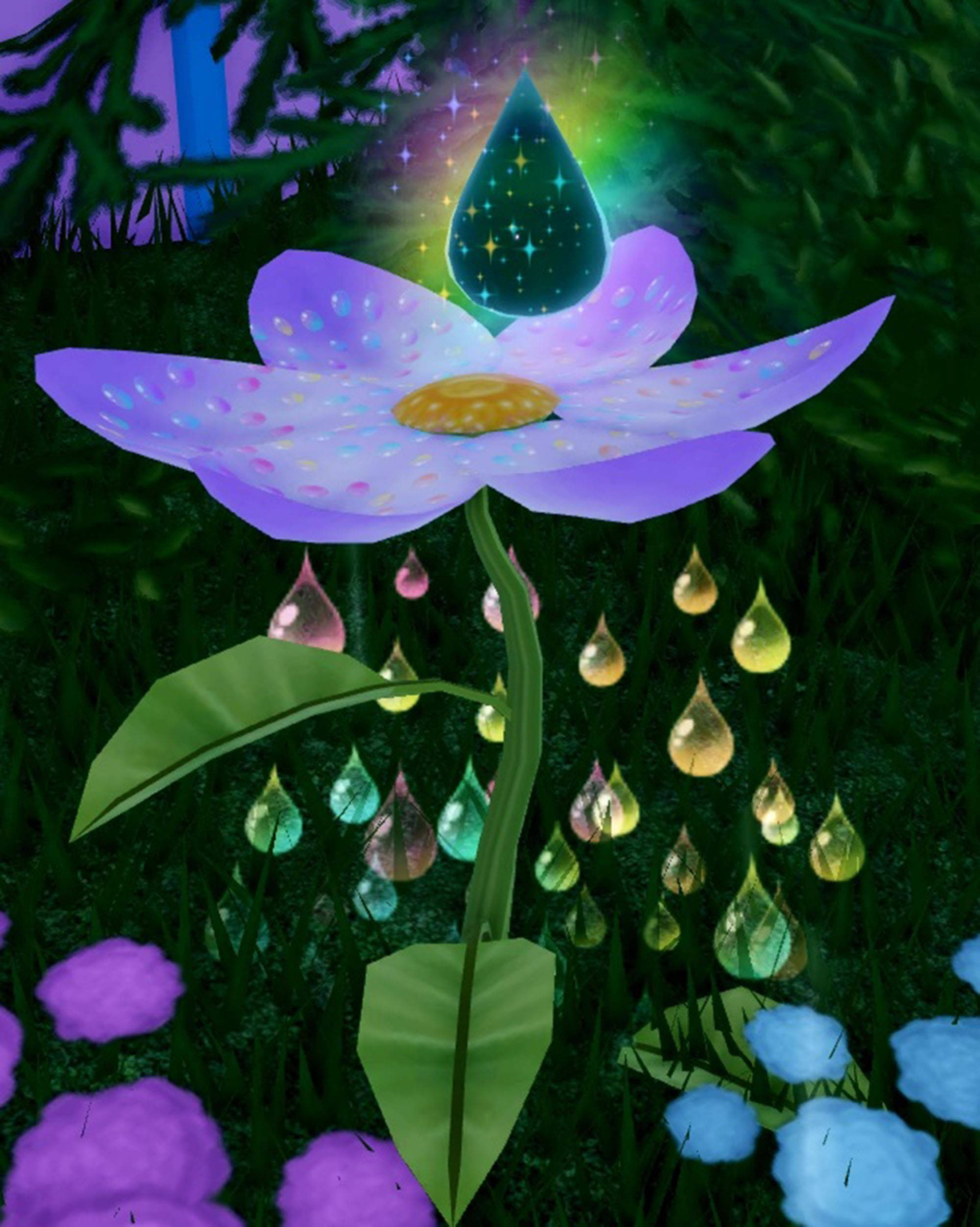 Royale High, Dewdrop Shower Flower, glowing purple flower, Full HD Phone Wallpaper