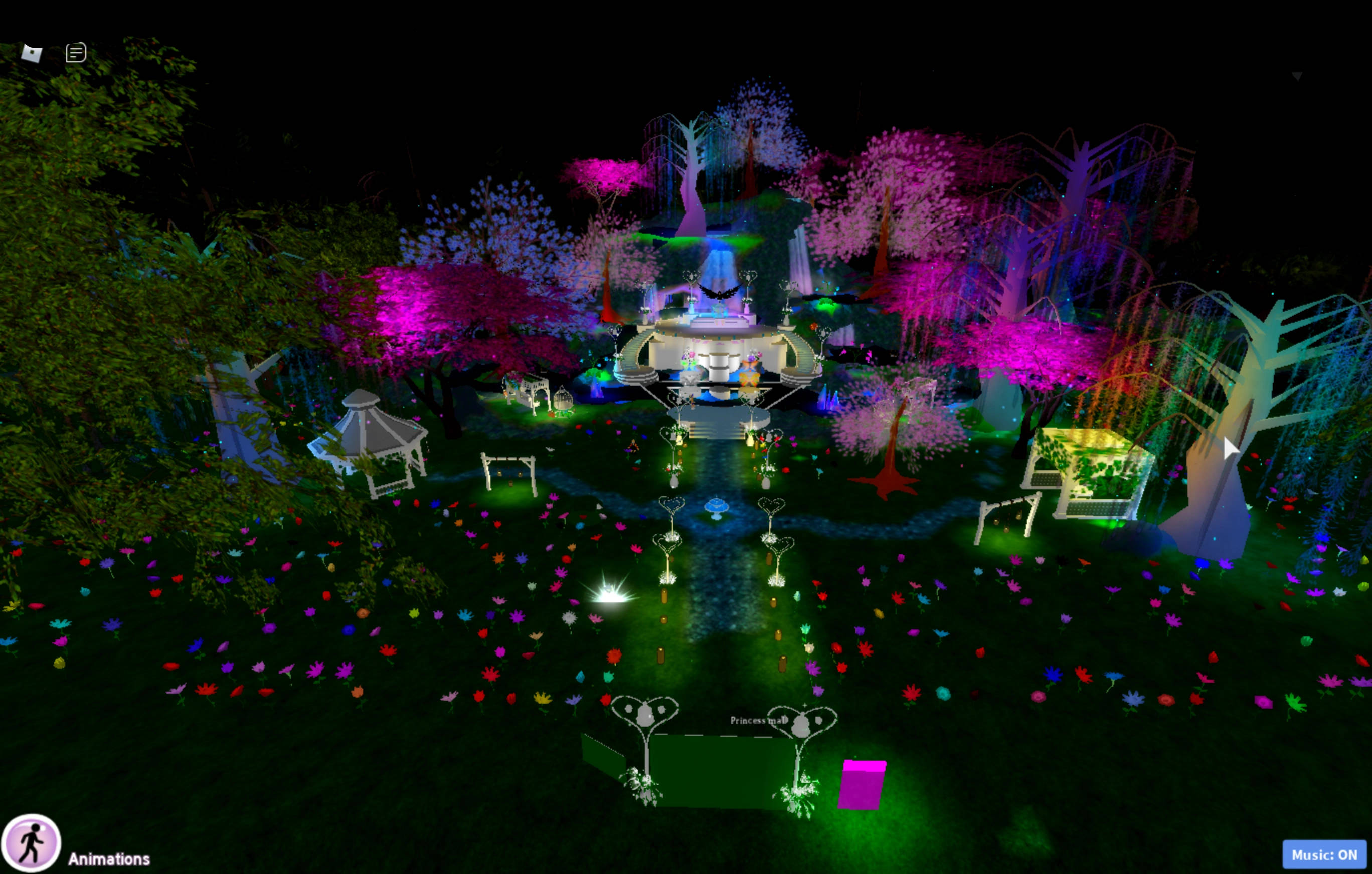 Royale High, neon pink trees, glowing flowers, 2K Desktop Wallpaper