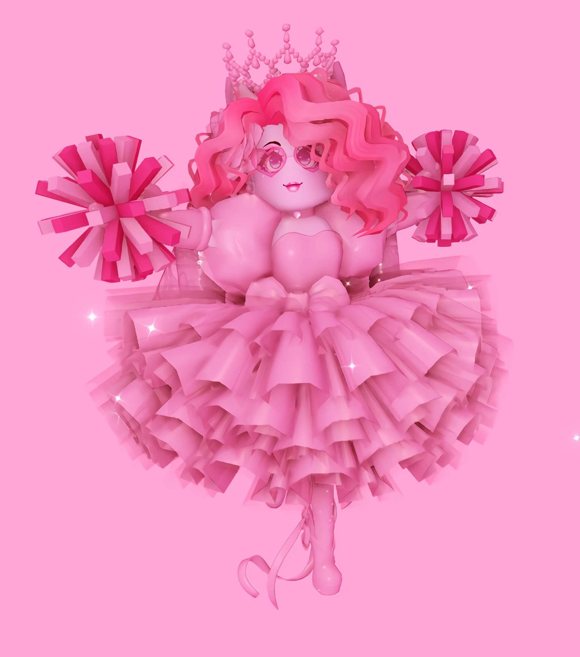 Royale High, pink cheerleader doll, curly hair crown, Full HD Phone Wallpaper