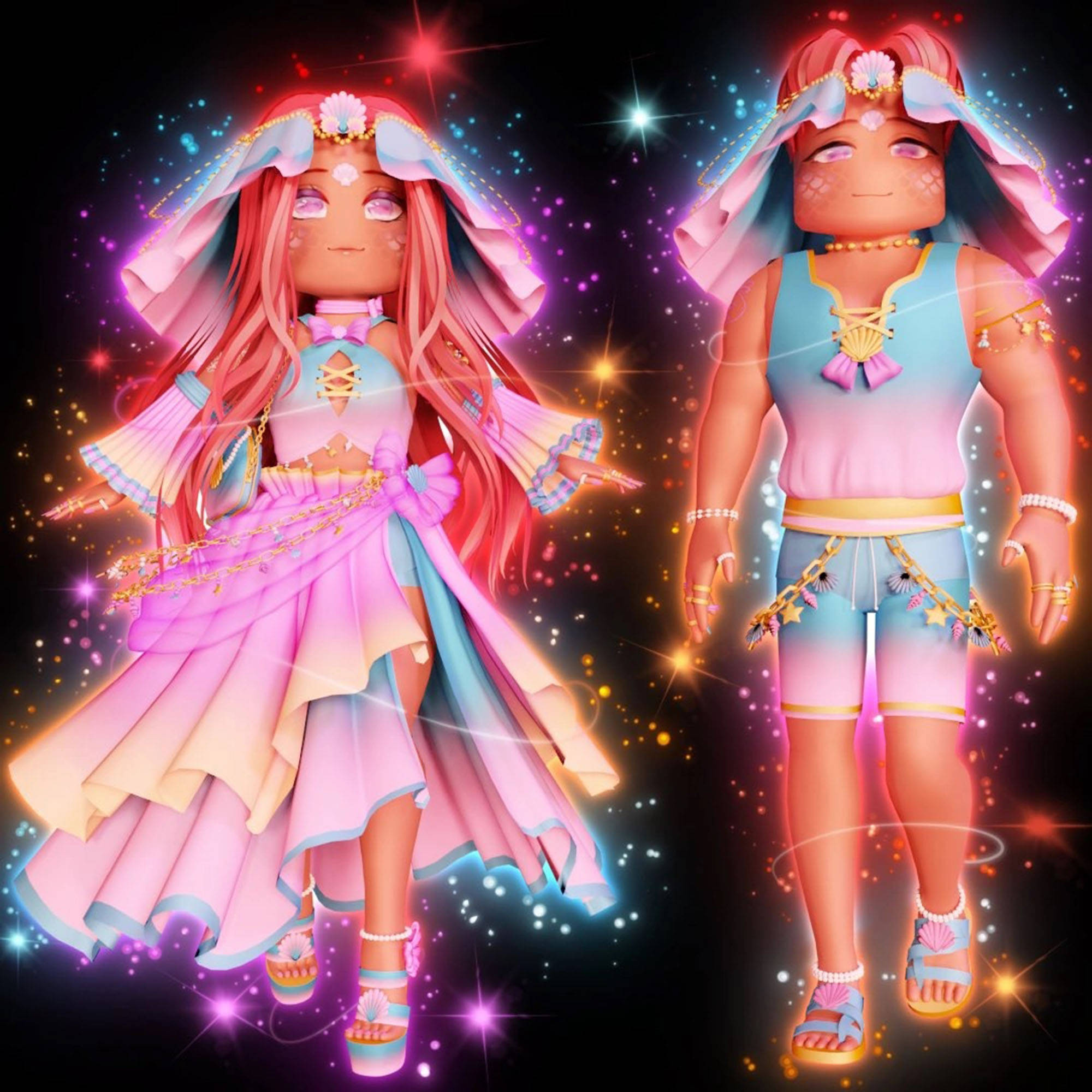 Royale High, pastel pink, blue outfits, Full HD Desktop Wallpaper