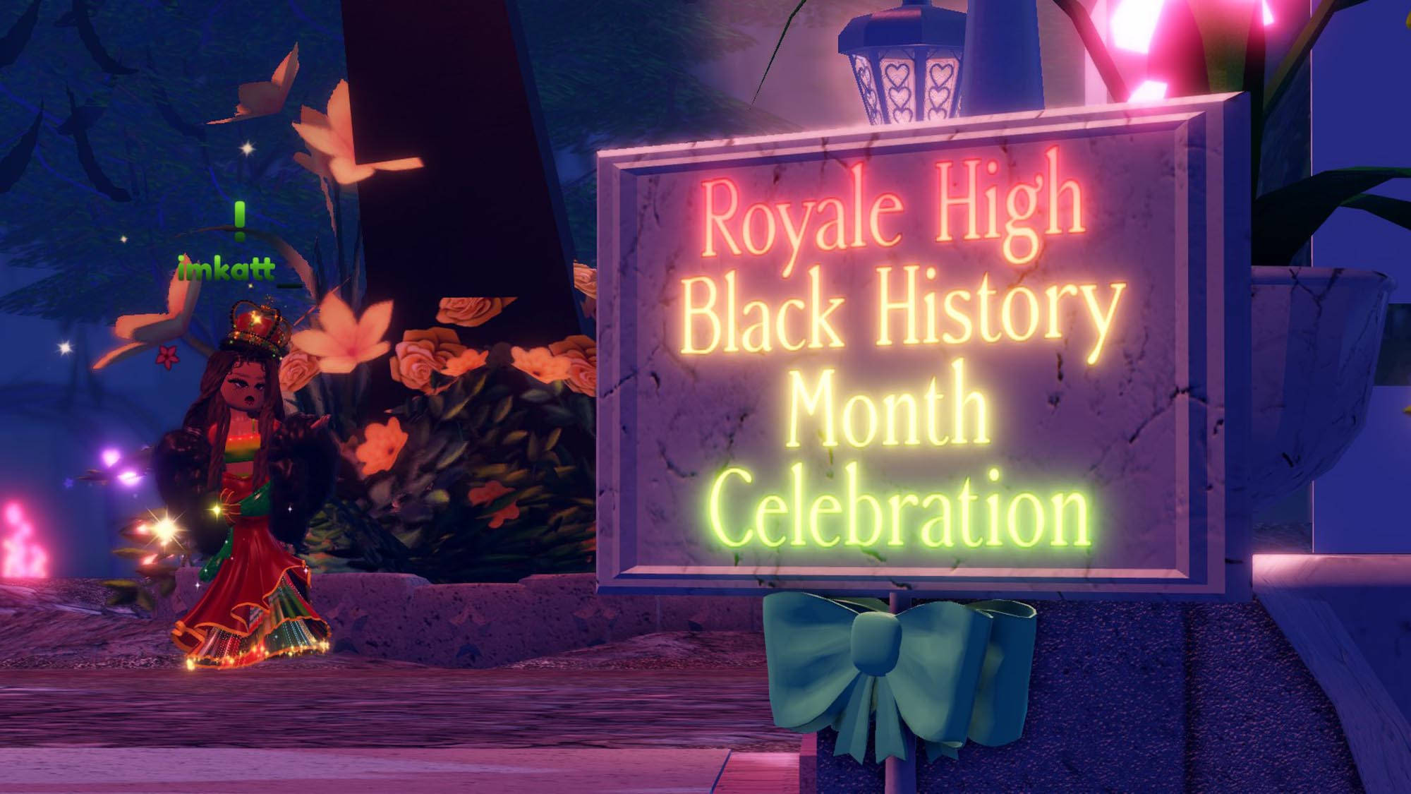 Royale High, Black History Month, glowing sign, Full HD Desktop Wallpaper
