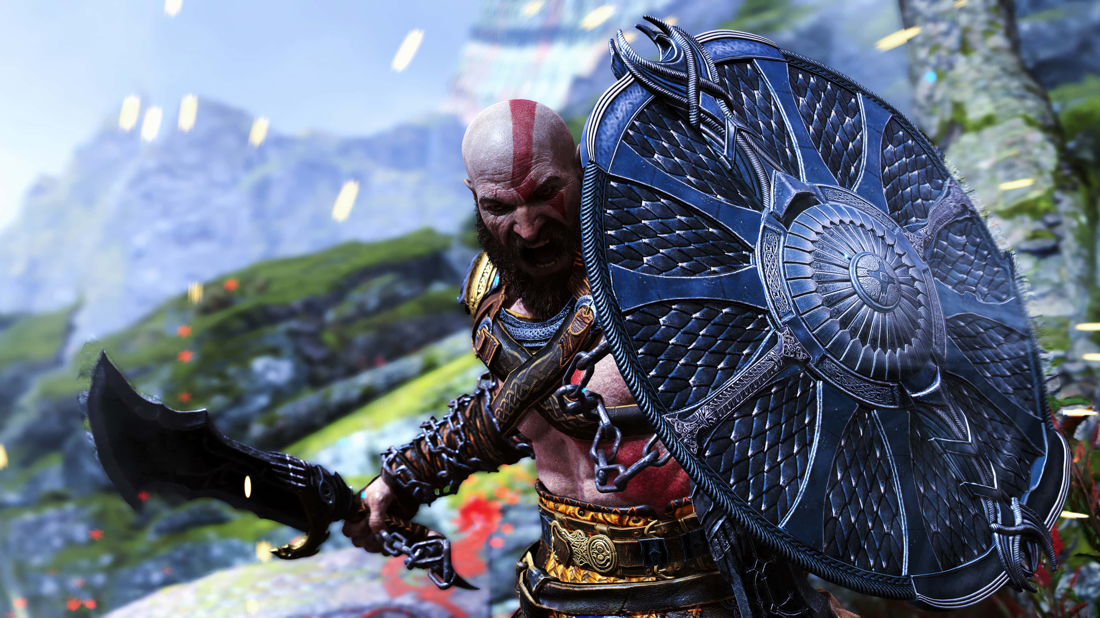 RPG, warrior, red stripe, 4K Desktop Wallpaper