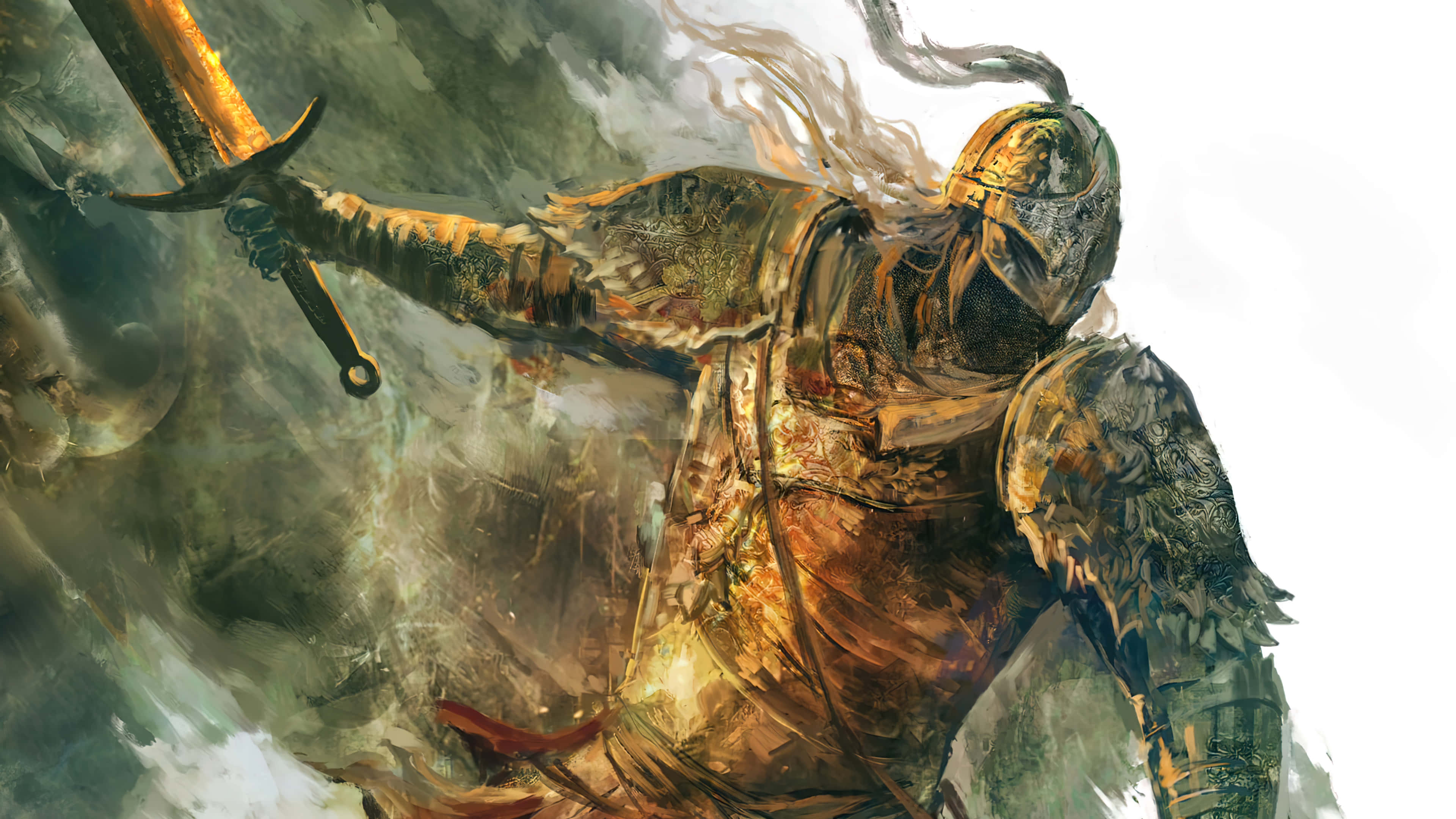 RPG, knight, ornate golden armor, 4K Desktop Wallpaper