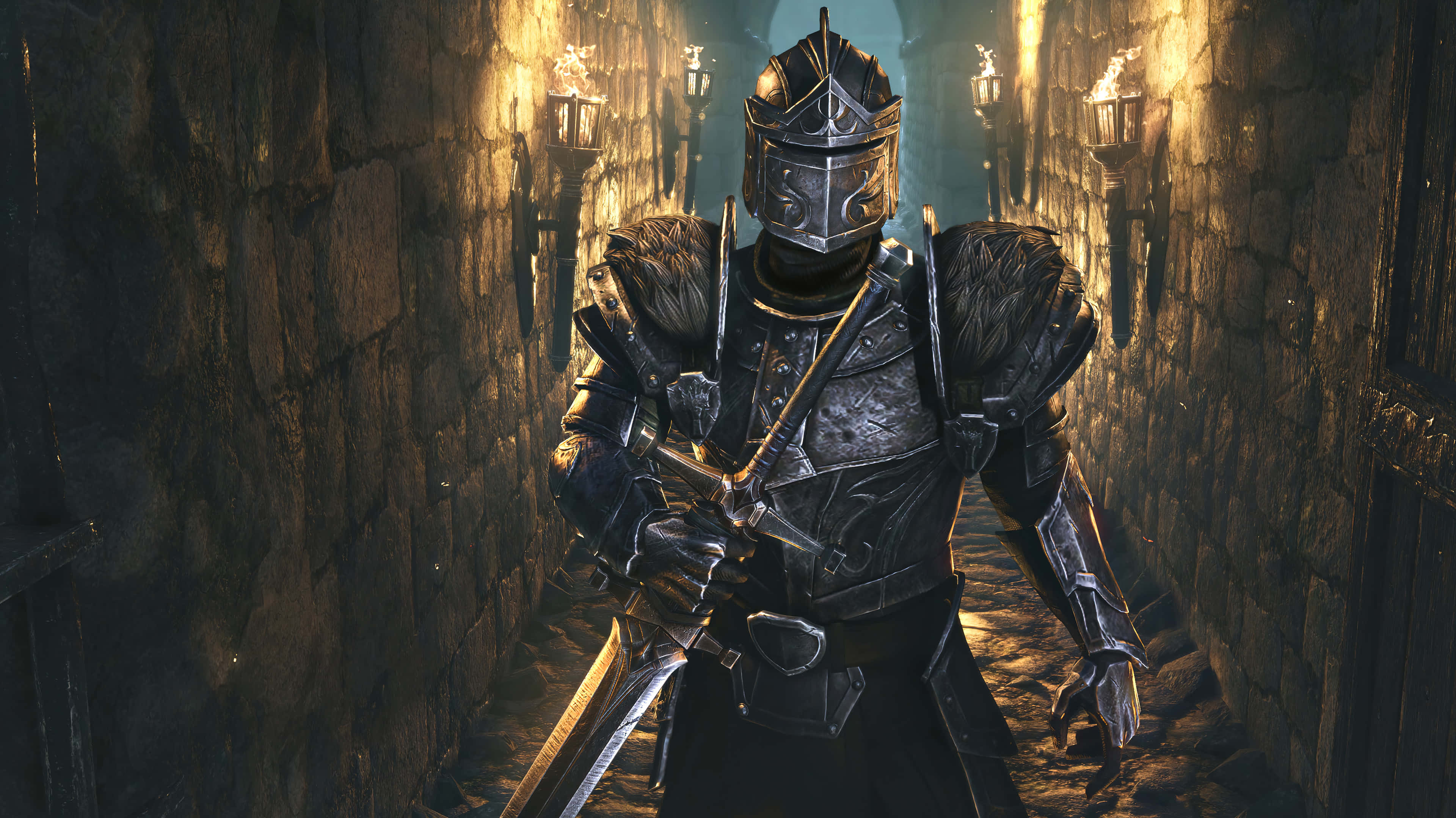 RPG, knight, ornate dark armor, 4K Desktop Wallpaper