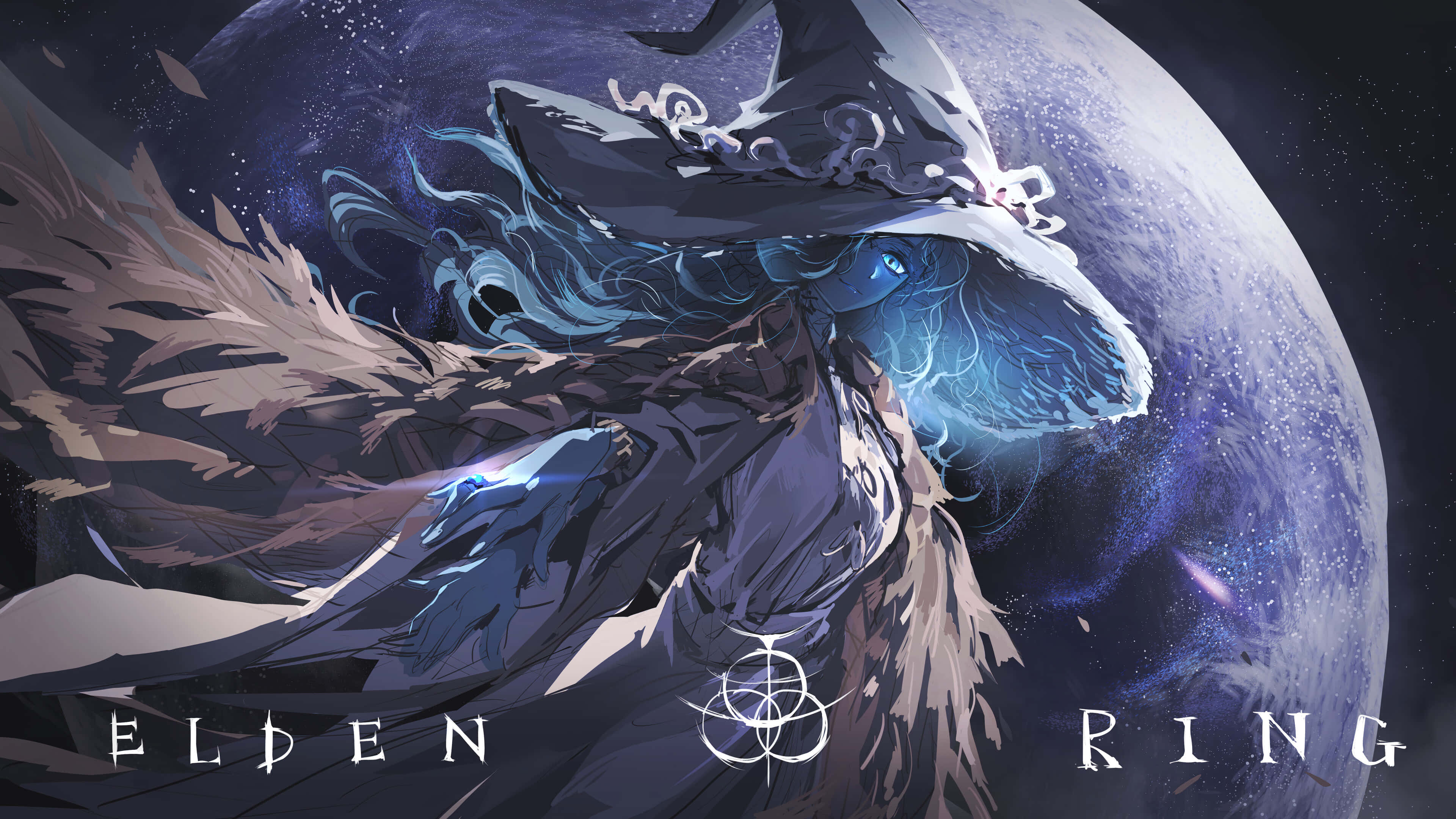 RPG, mystical witch, glowing blue eyes, 4K Desktop Wallpaper