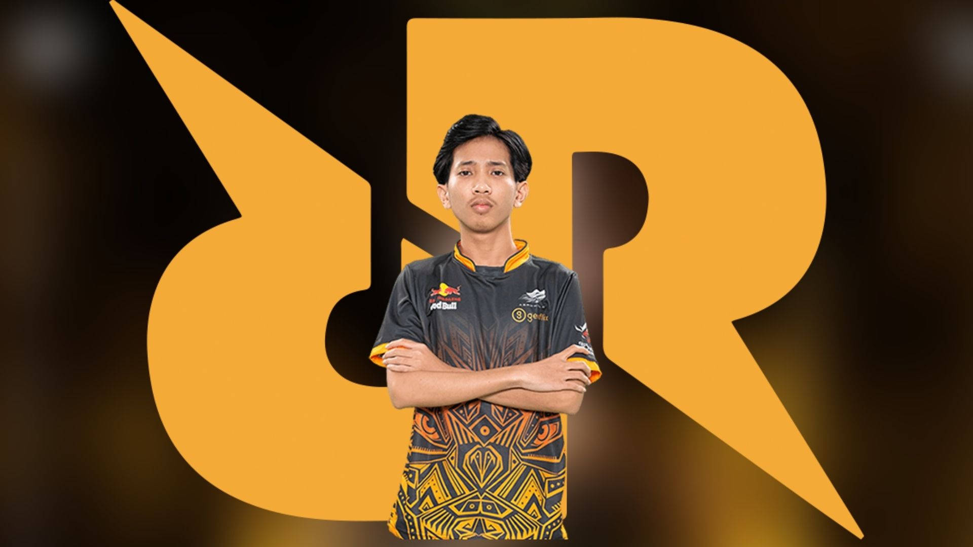 Rrq, orange R logo, patterned jersey, Full HD Desktop Wallpaper