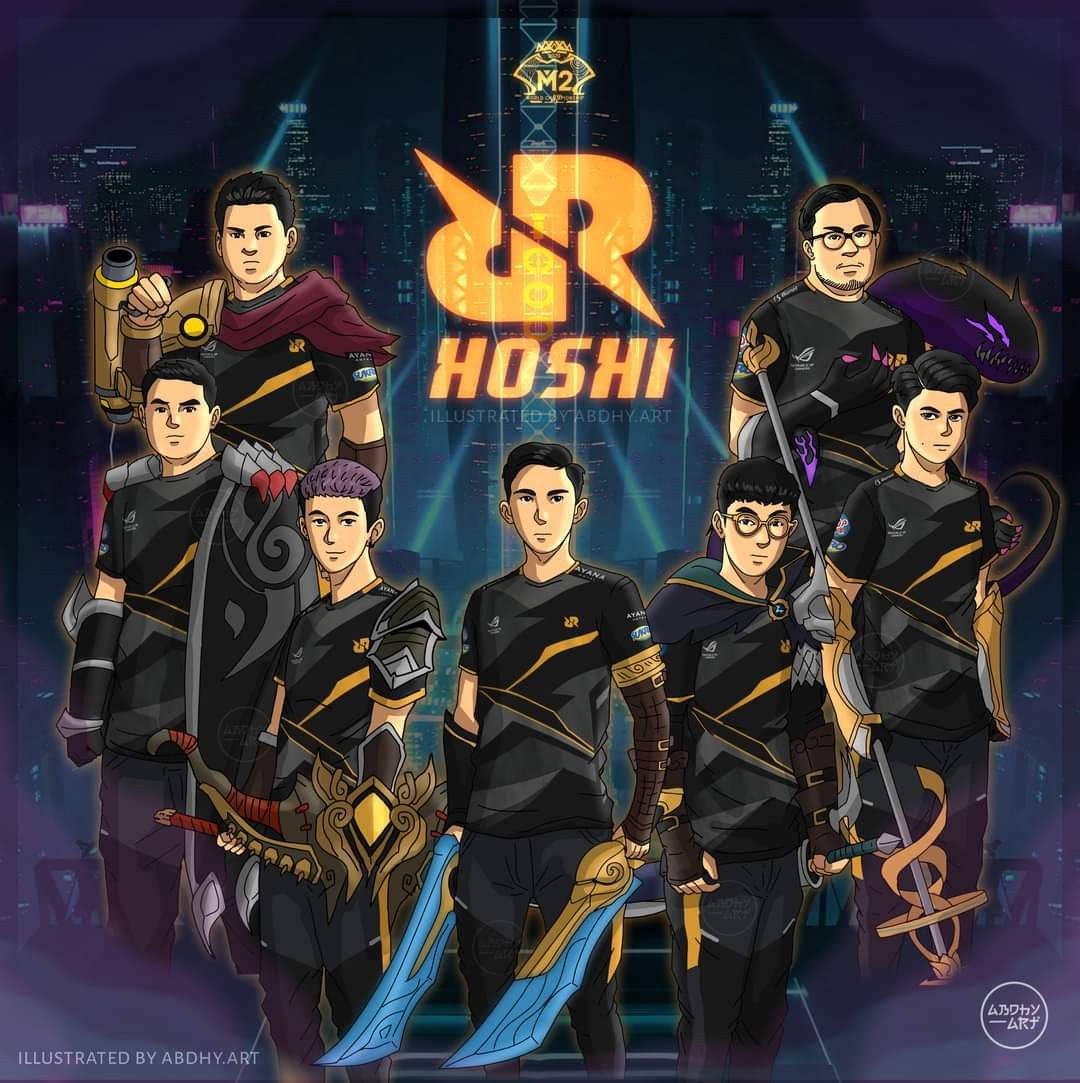 Rrq, black and gold gear, glowing neon cityscape, SD Phone Wallpaper