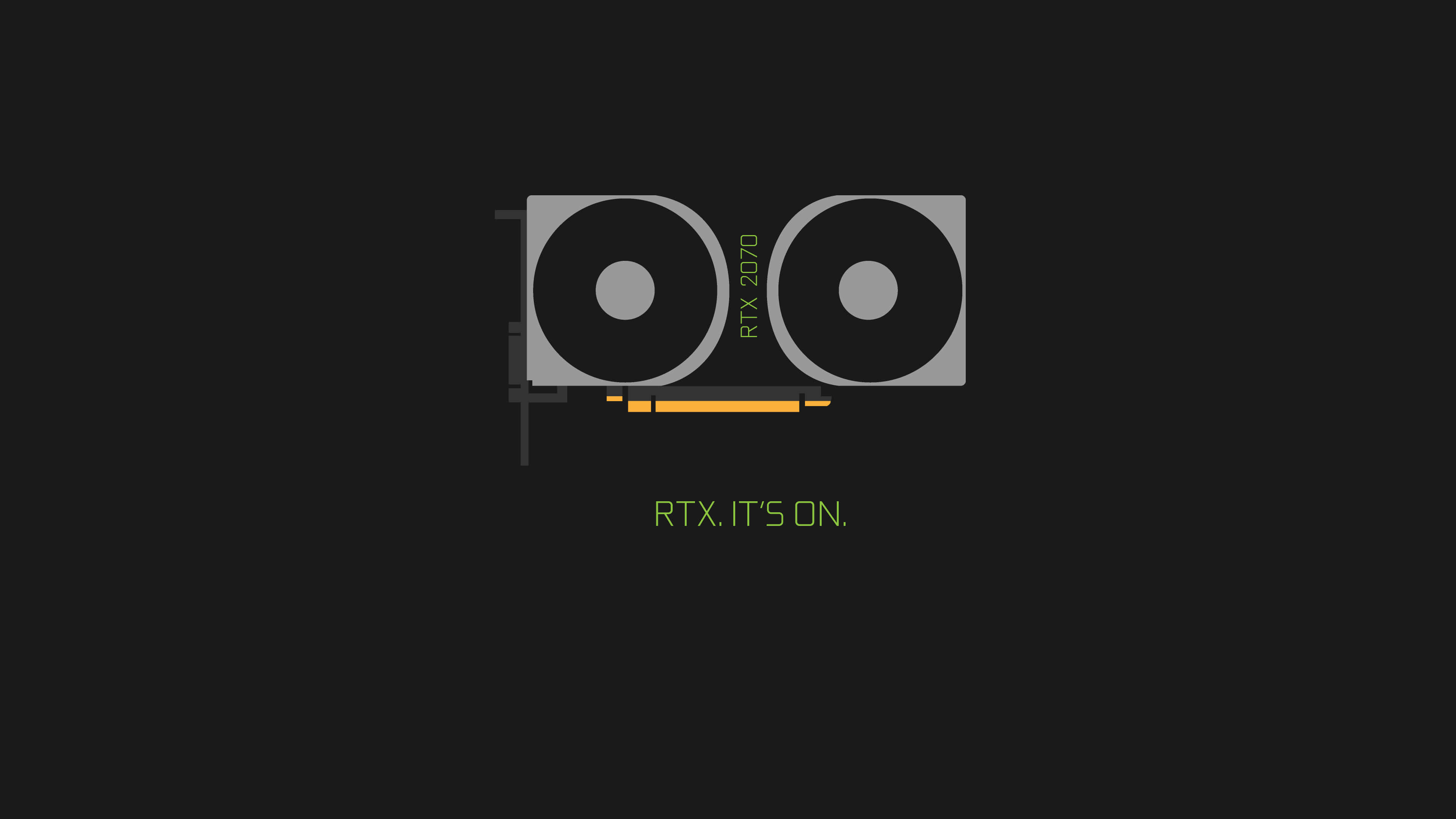 RTX 2070, glowing green text, black background, 4K Desktop Wallpaper