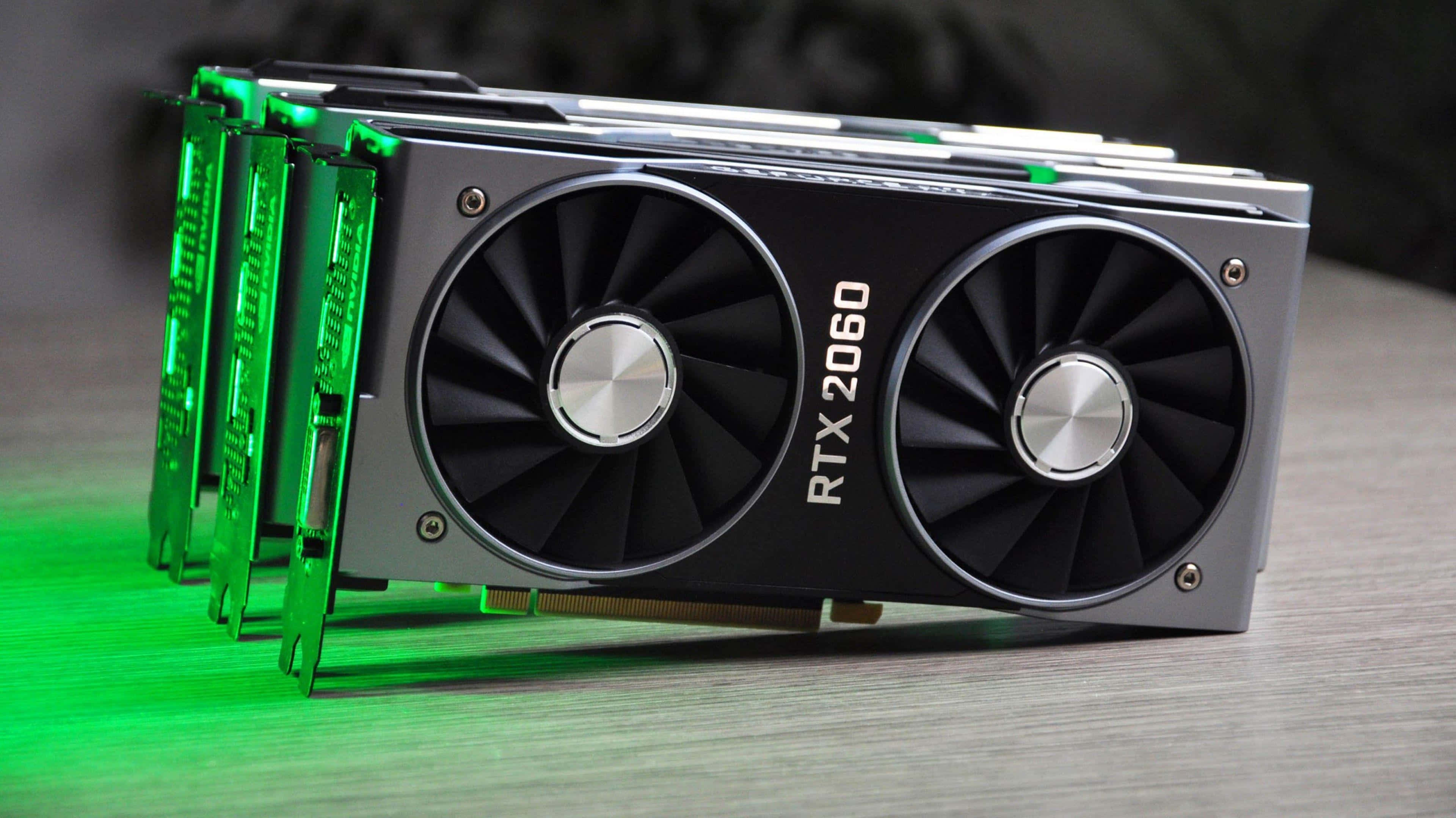 RTX 2060, black, glowing green accents, 4K Desktop Wallpaper
